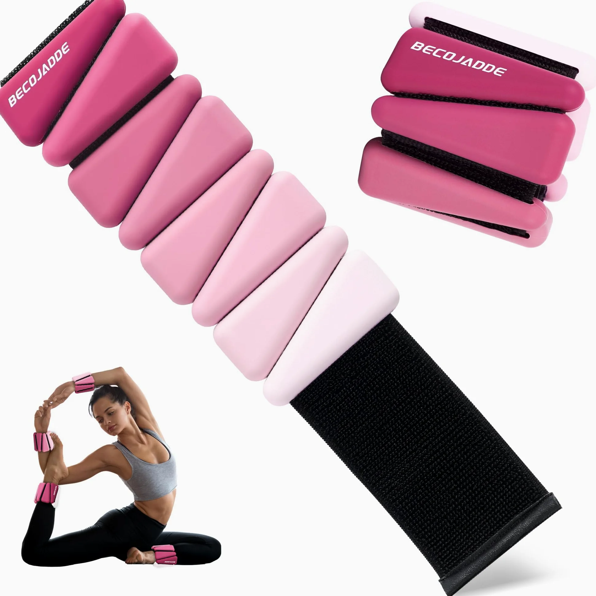 BECOJADDE Juego de 2 pesas de tobillo para mujer (1 libra/2 libras cada una), pesas ajustables para brazo y pierna para mujeres y hombres, adecuadas para caminar, nadar, correr, pilates, yoga