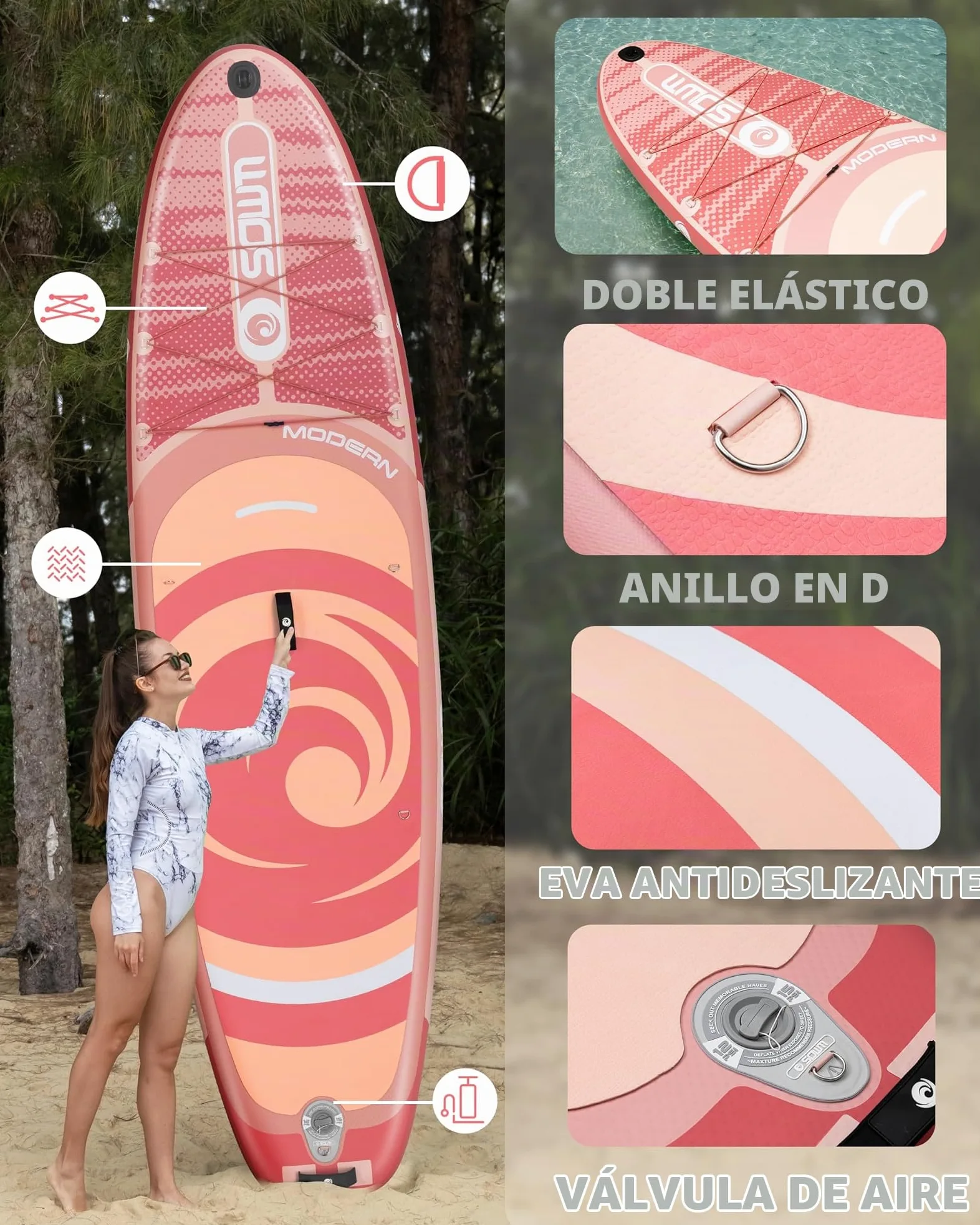 Tabla de Paddle Surf Hinchable 320cm con Accesorios Incluidos de Primera Calidad, Remo Ajustable, Bomba de Mano, Mochila de Transporte. 320 x 84 x 15 cm, Soporta hasta 158Kg