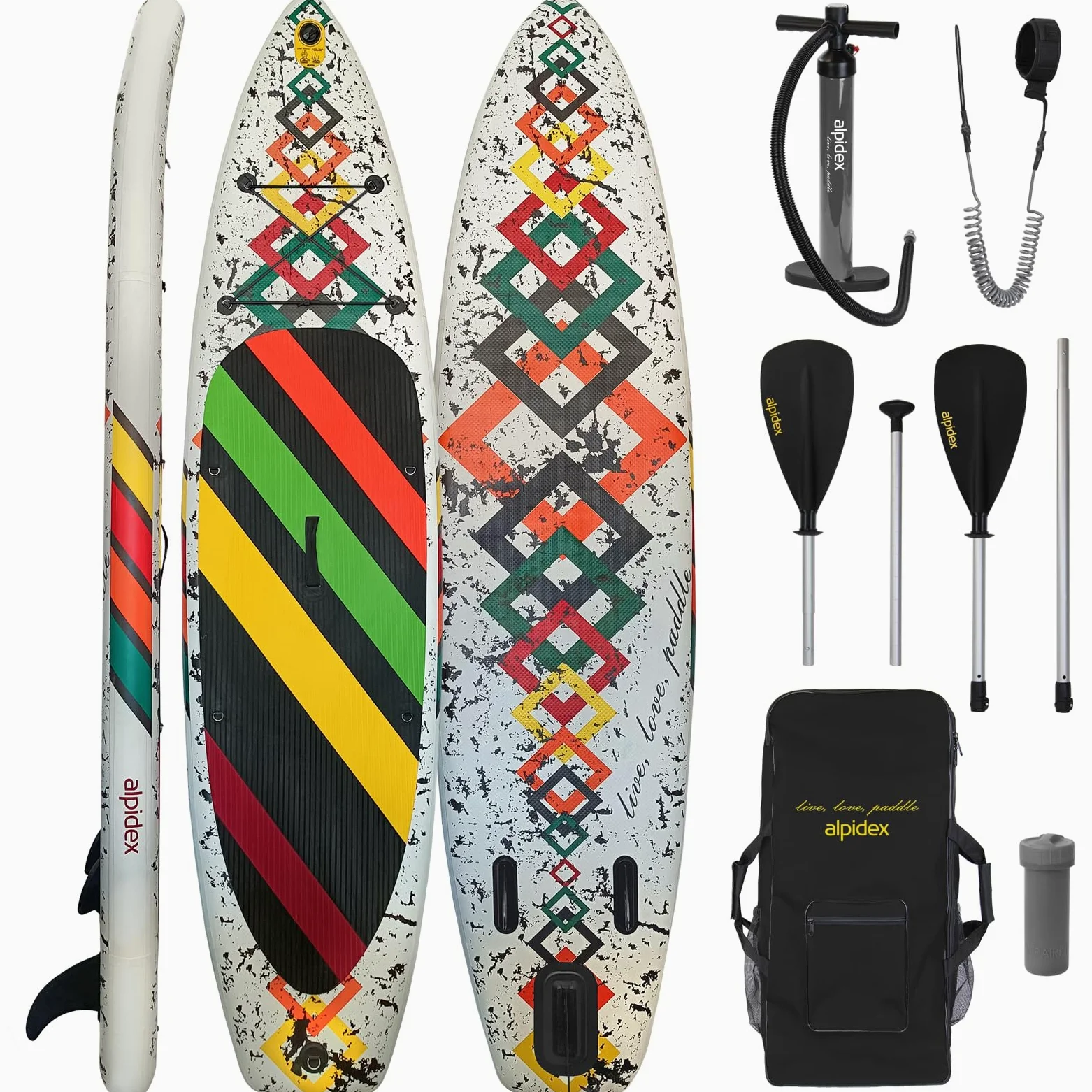 ALPIDEX Tabla Paddle Surf Hinchable 320x76x15cm hasta 200kg Sup Padel Set | Doble Remo, Bolsa Transporte, Aletas, Bomba, Correa, Kit Reparación, Estable, Ligero, Principiante, Lago, Río, Adulto, iSUP