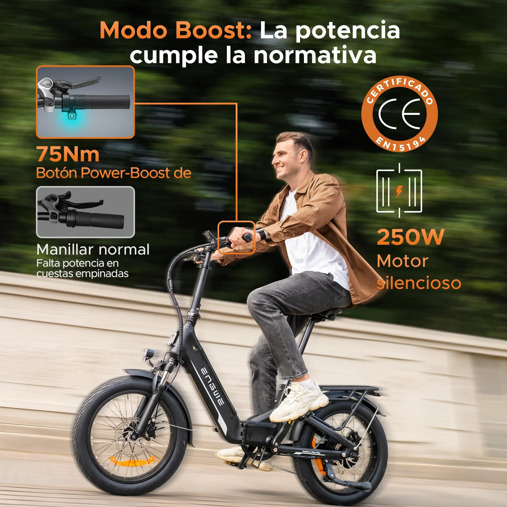 ENGWE Bicicleta Electrica con App, Batería ebike 48V 13.5Ah hasta 135km, Sensor de par y Frenos Hidráulicos, Neumáticos 20 * 3.0, 2 Horas de Carga