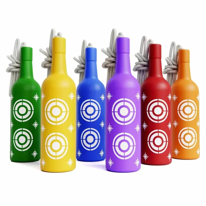 Dianas Borner 6 Botellas PVC | Dianas de plástico en Forma de Botella (aguanta Impactos) para Pistolas y carabinas