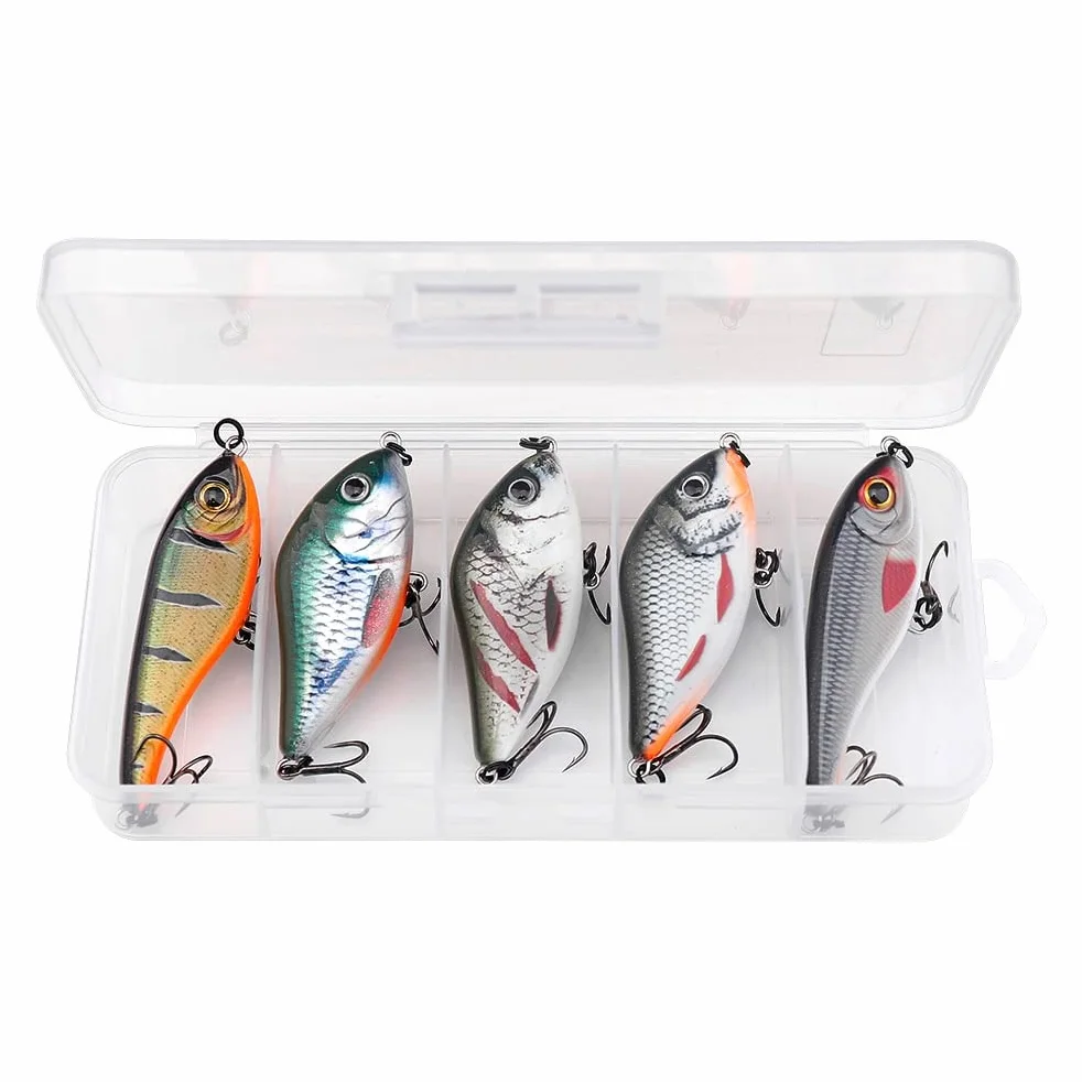 Conjunto de señuelos de Pesca de 5 Piezas/Mezcla de Caja 9G 13G Wobblers de hundimiento Lento for señuelos de Pescado for Pescar Kit de Cebo Artificial (Color : Mix A)