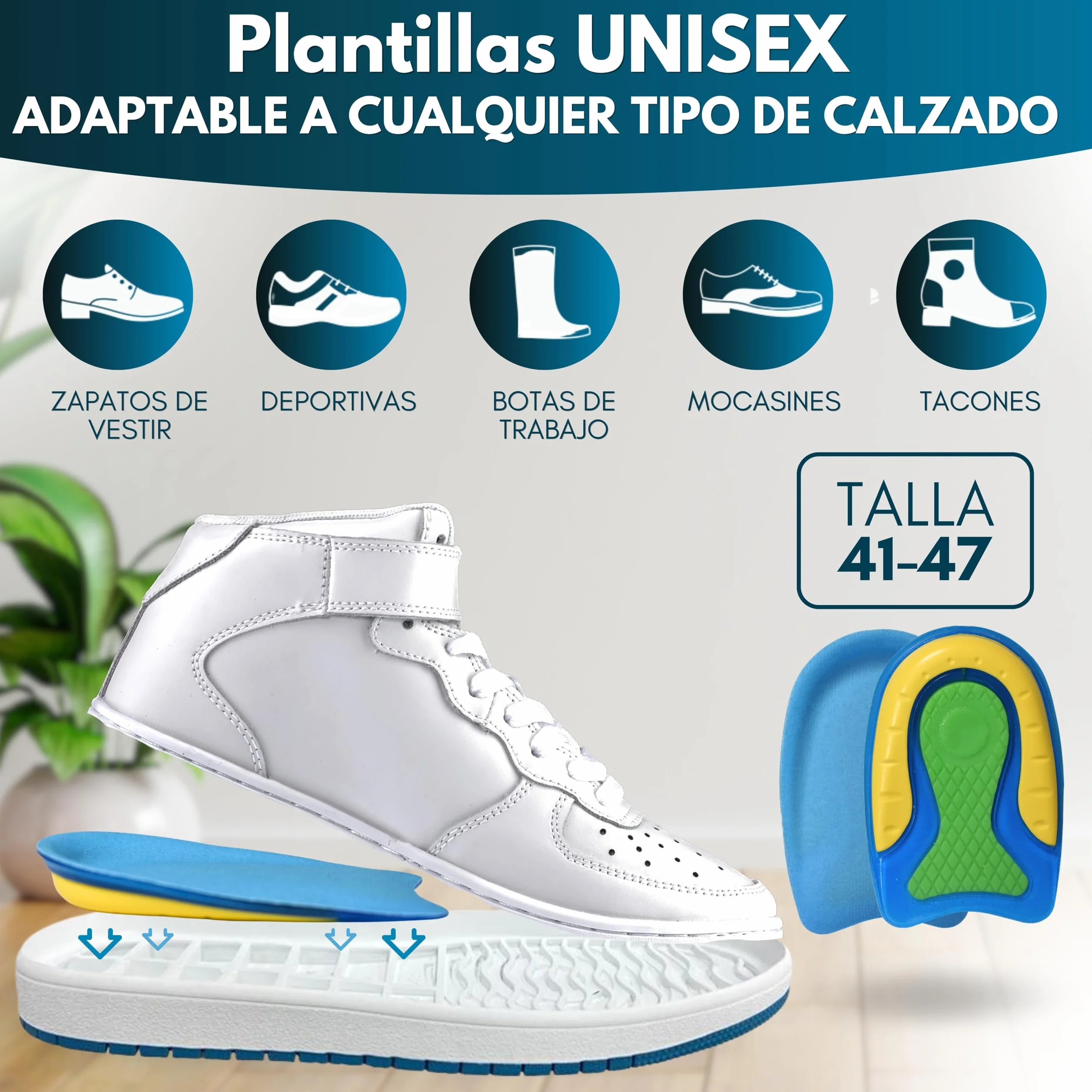 Plantillas de Silicona para Fascitis Plantar y Espolón Calcaneo - Taloneras de Gel Unisex Pack de 4