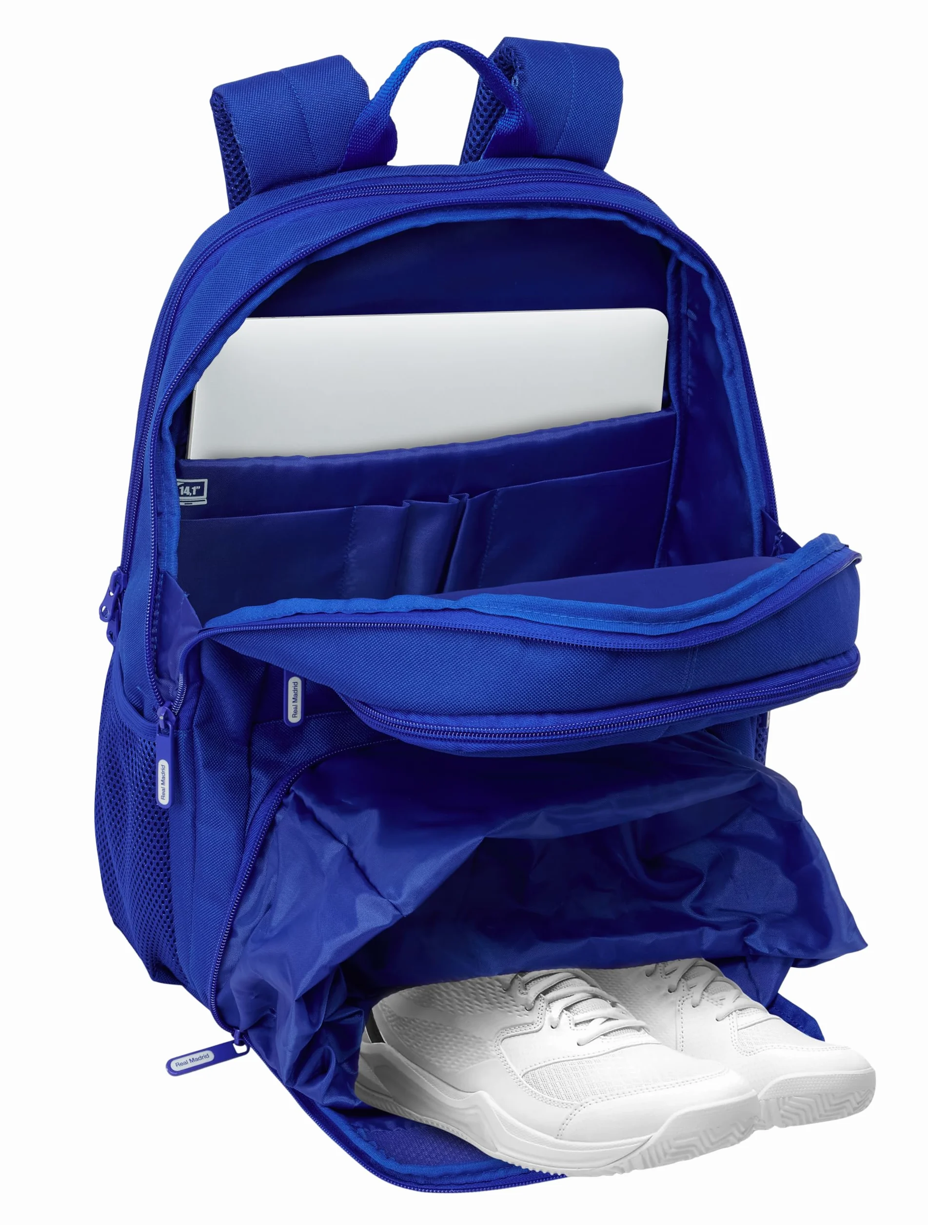 REAL MADRID - Mochila para Pádel, Mochila de Deporte, Ideal para Diferentes Edades, Cómoda y Versátil, Calidad y Resistencia, 30x17x42 cm