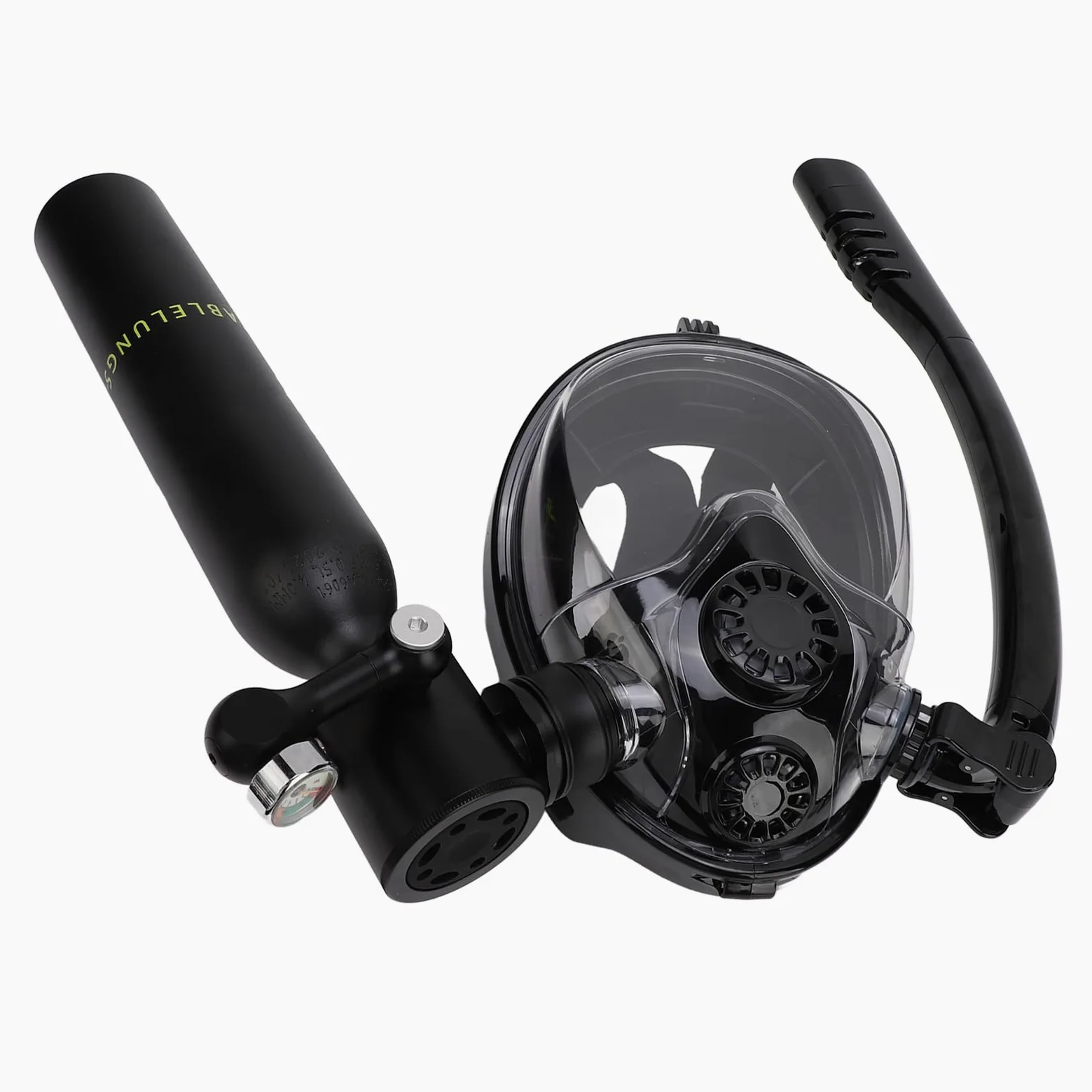 Fabater Máscara de Snorkel de Cara Completa, Máscara de Snorkel Antivaho y Antifugas Panorámica Portátil de 180 ° para Adultos, de Buceo con de Respiración de Seguridad de Buceo de 0,5 L para