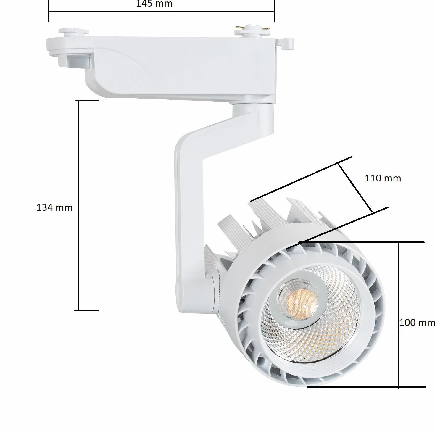 LEDKIA LIGHTING Foco Carril LED Monofásico 30W 3000 lm 3000K COB PC y Aluminio