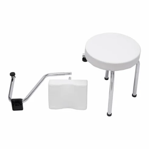 Taburete de Pedicura 2 en 1 con Reposapiés Ajustable, Almohadilla de PVC para Salón de Belleza