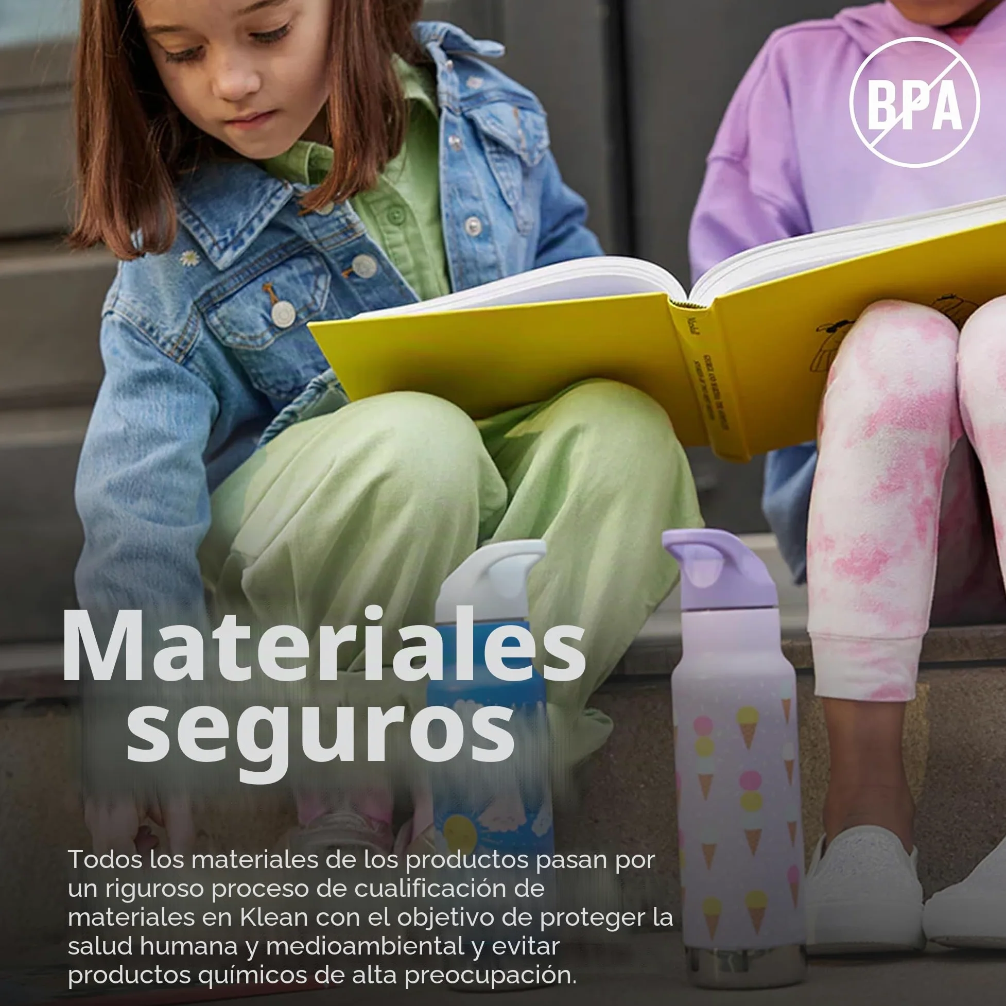 Klean Kanteen Termo para niños, 355 ml, acero inoxidable, tapa deportiva con pajita, color azul y verde