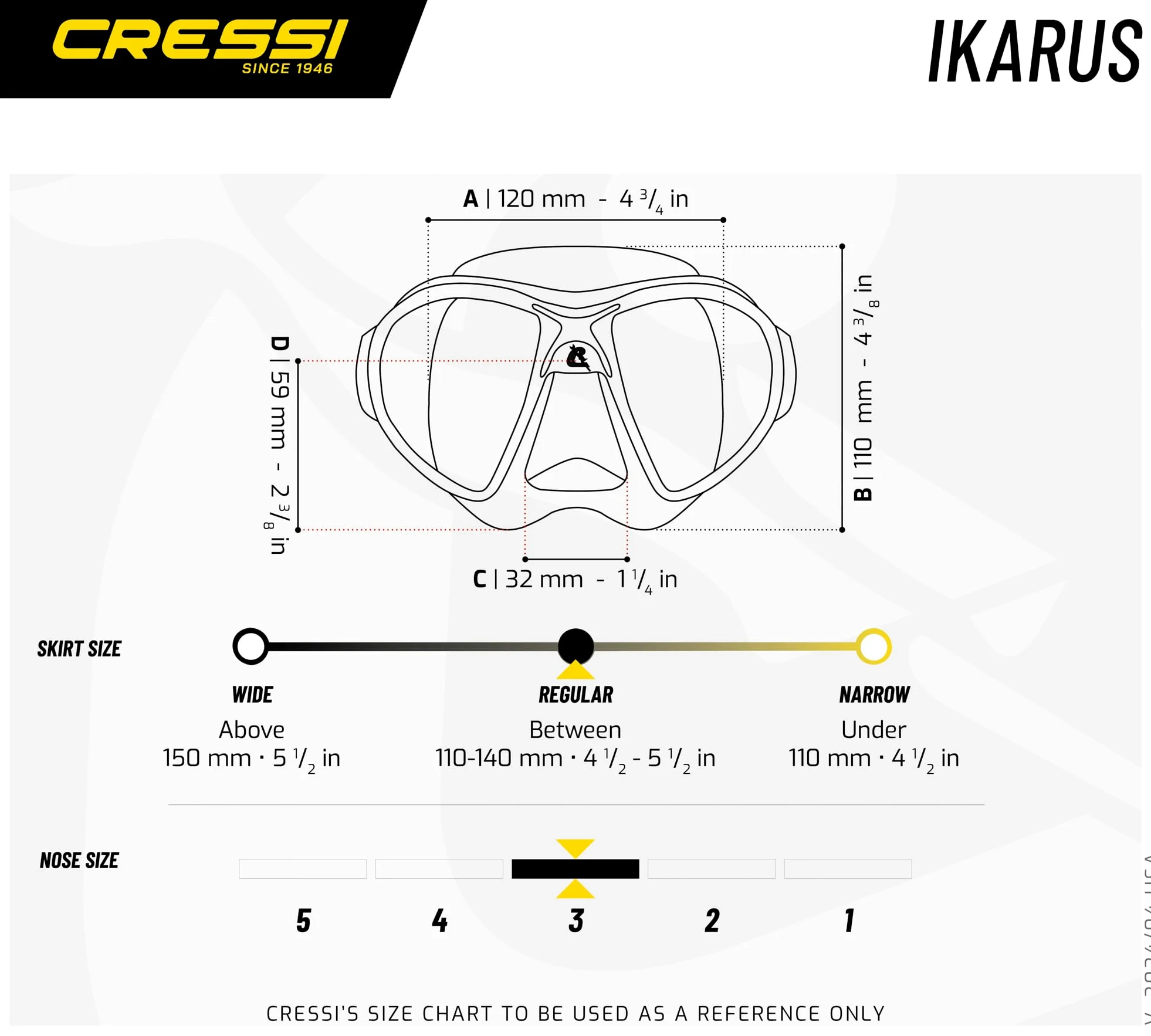 Cressi Ikarus - Máscaras de 2 lentes, transparente/verde aguamarina