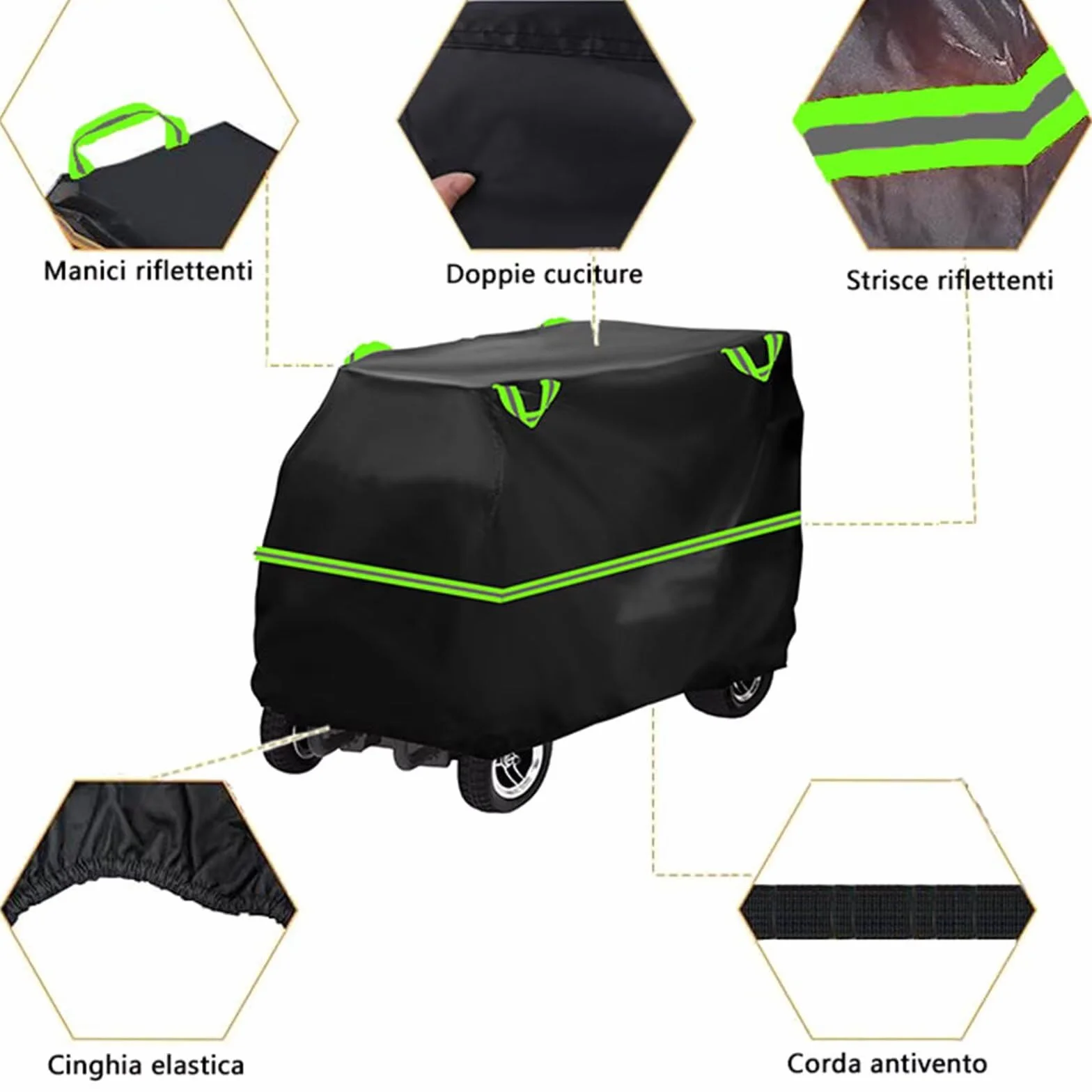 genérico funda patinete electrico compatible con Shoprider Sunrunner 3,material 210D,a prueba de polvo y sol,impermeable,con bolsa de almacenamiento（Black Green）