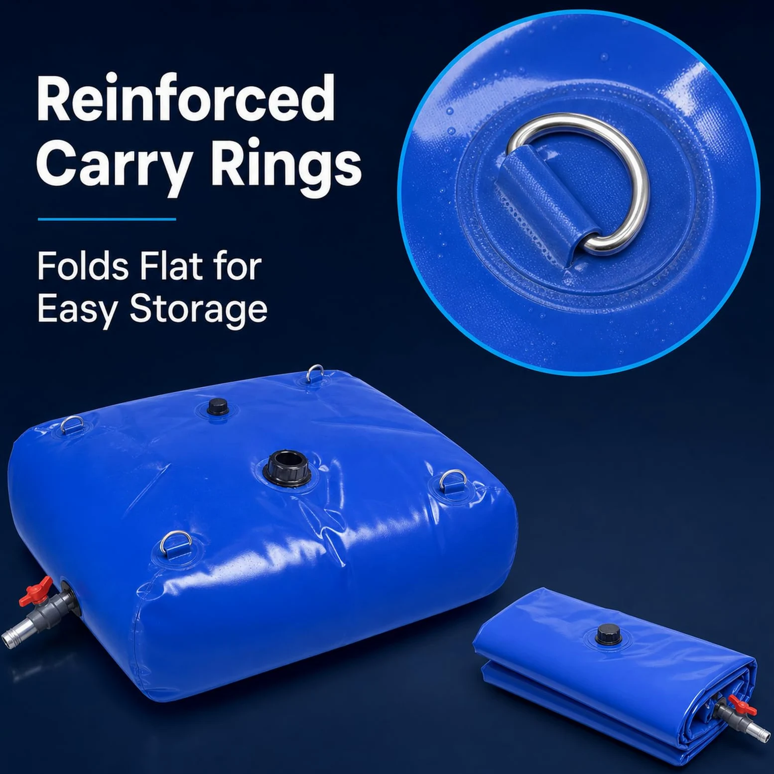 Bolsa De Agua Plegable Engrosada,Tanque Agua PortáTil Plegable,DepóSito De Agua Plegable con Grifo,Costuras Reforzadas,para Acampar,para Resistencia A La SequíA,Riego