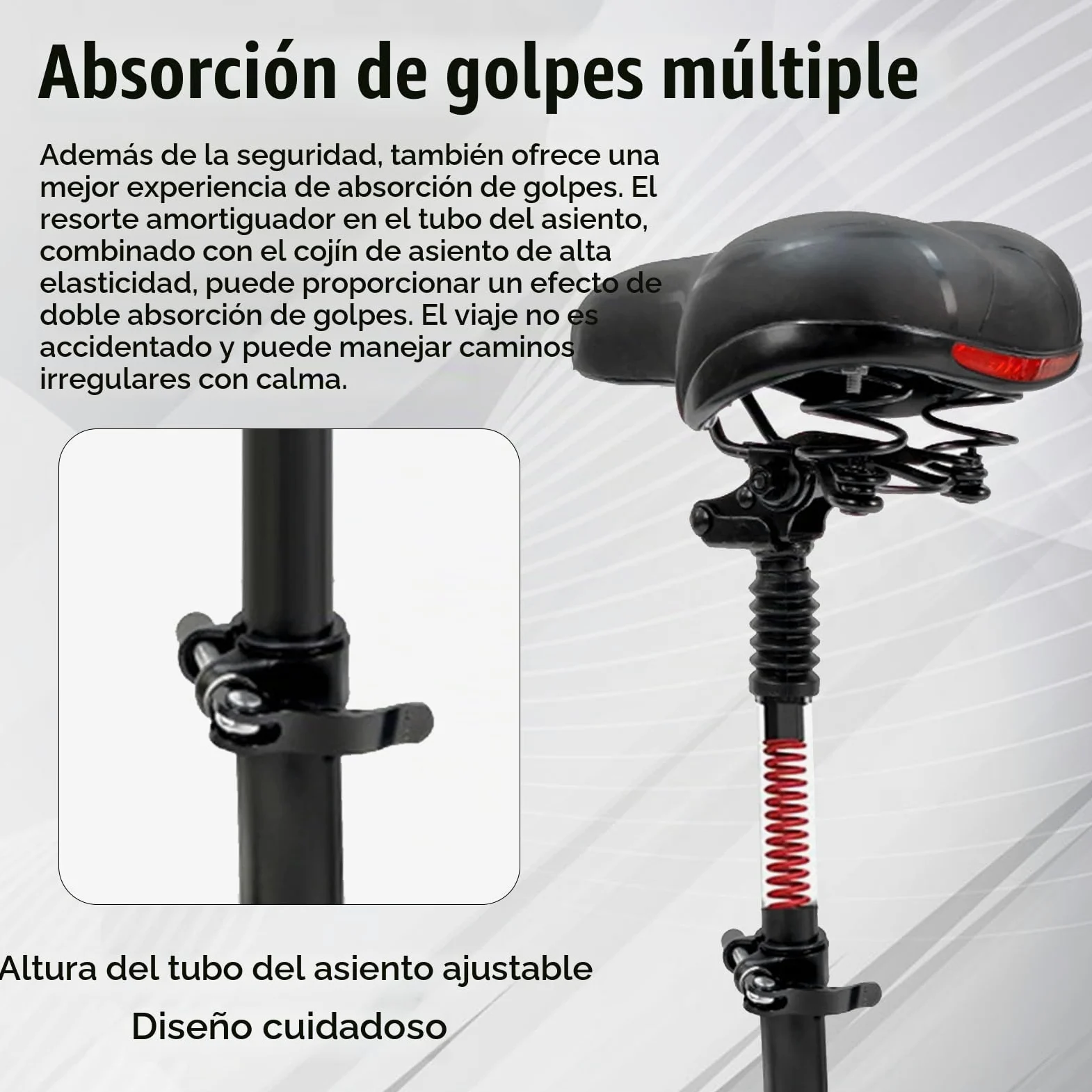 Asiento para Patinete Eléctrico ZT3Pro con Amortiguación, Altura Ajustable de 45 a 65 cm Sillín Plegable para Patinete Eléctrico Homologado Ideal para Ciclismo de Larga Distancia