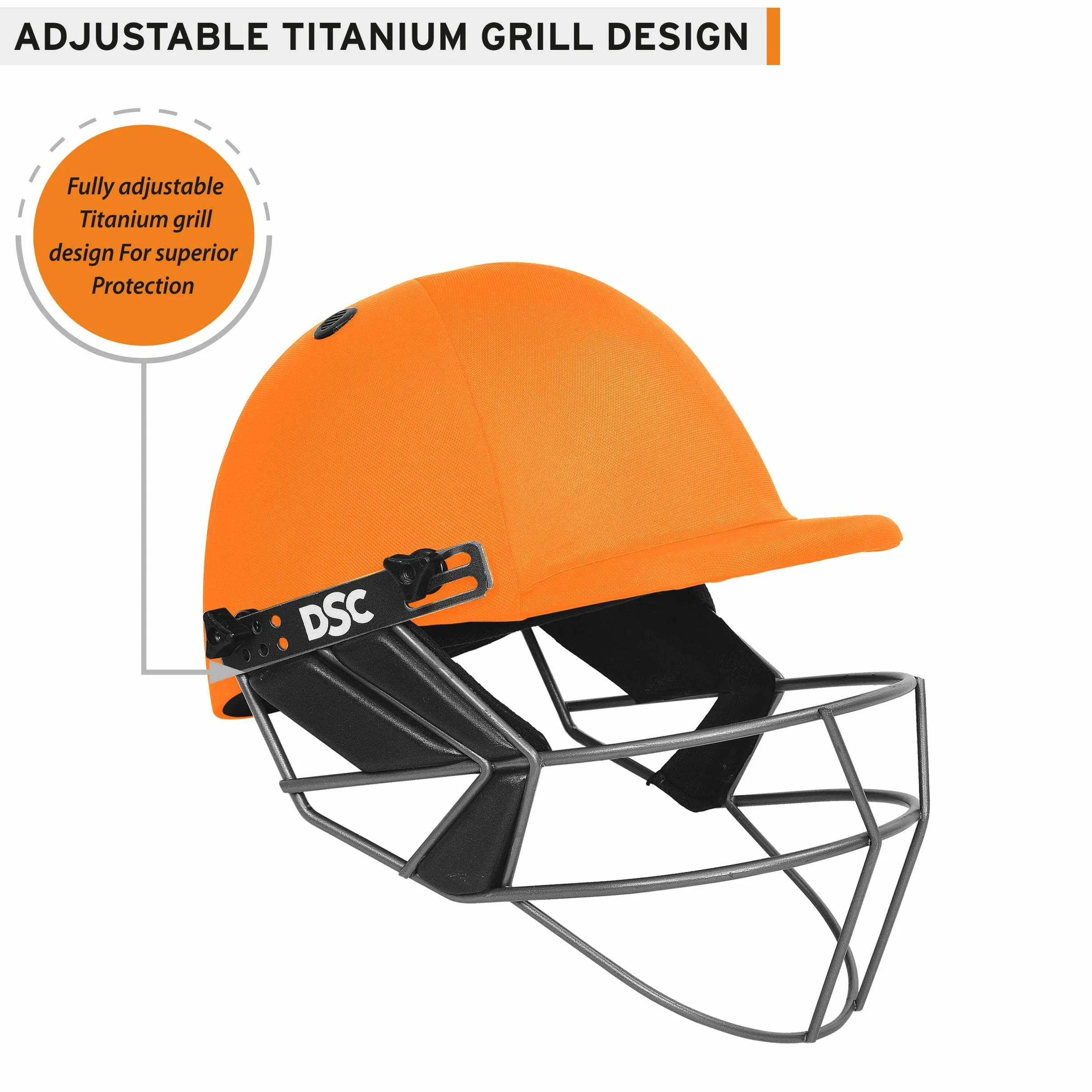 DSC Fort 44 Casco de críquet, Hombres, Naranja, XL