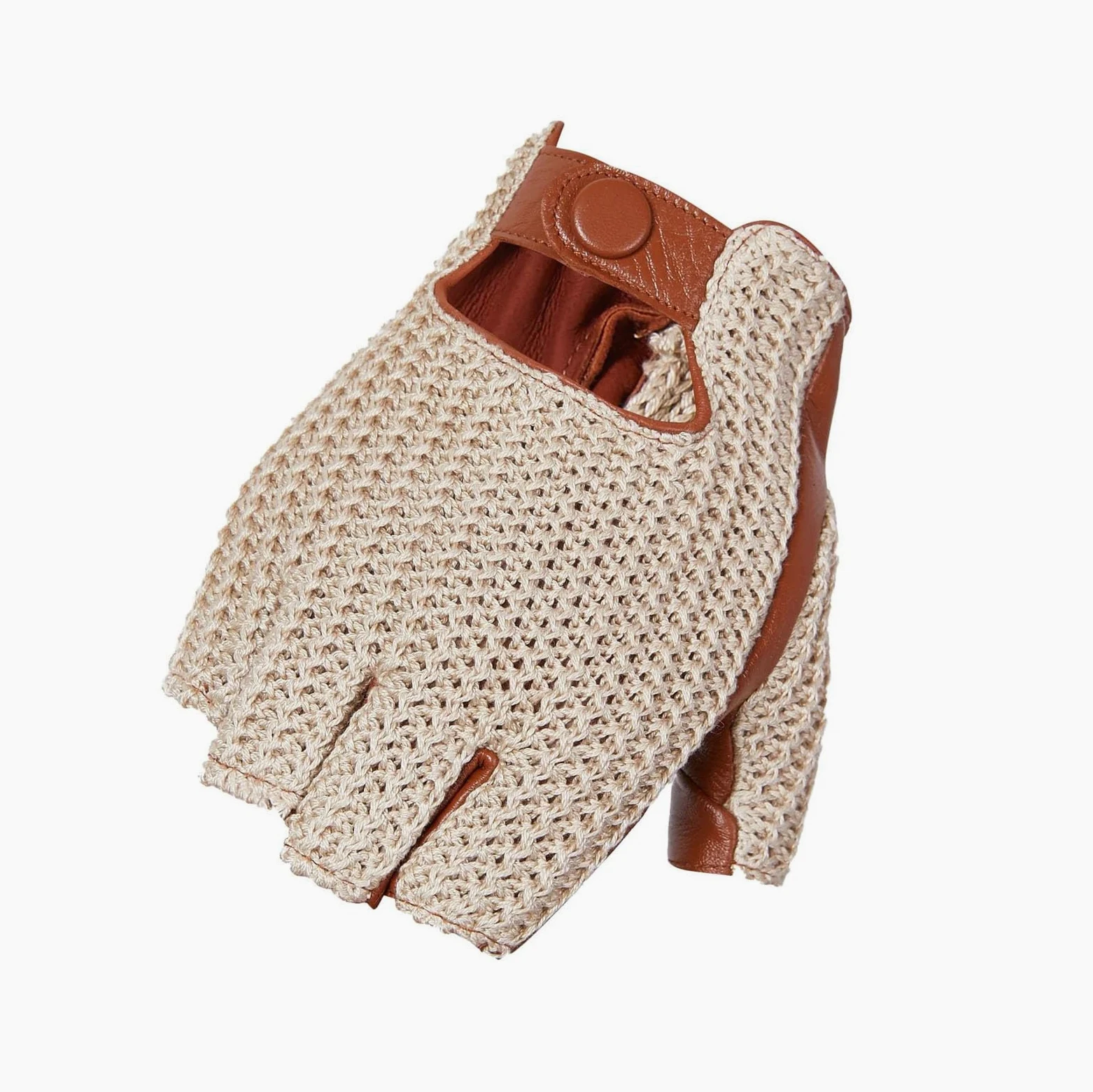 Guantes cortos de cuero para hombre, con cierre a presión, estilo retro