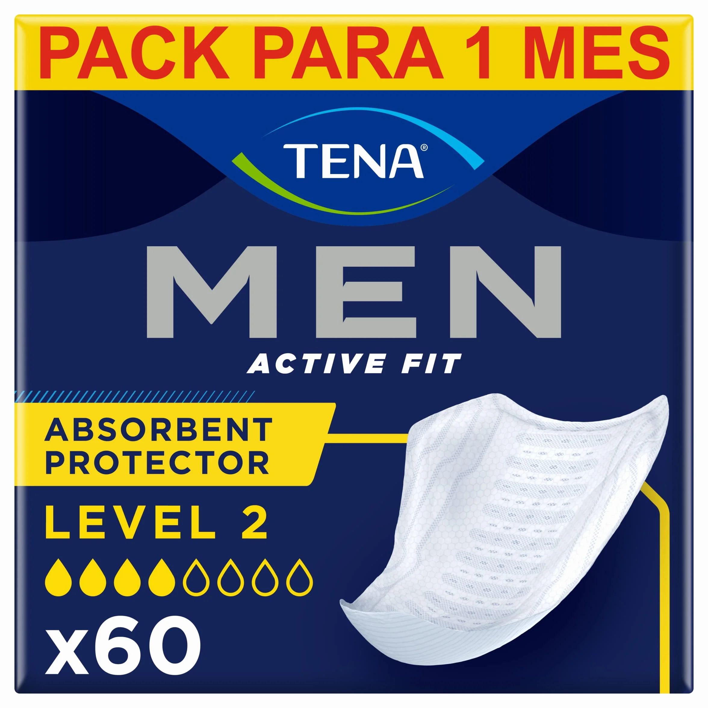 TENA Men Level 2 x60 Compresa Protectora Absorbente para Hombre Incontinencia Moderada