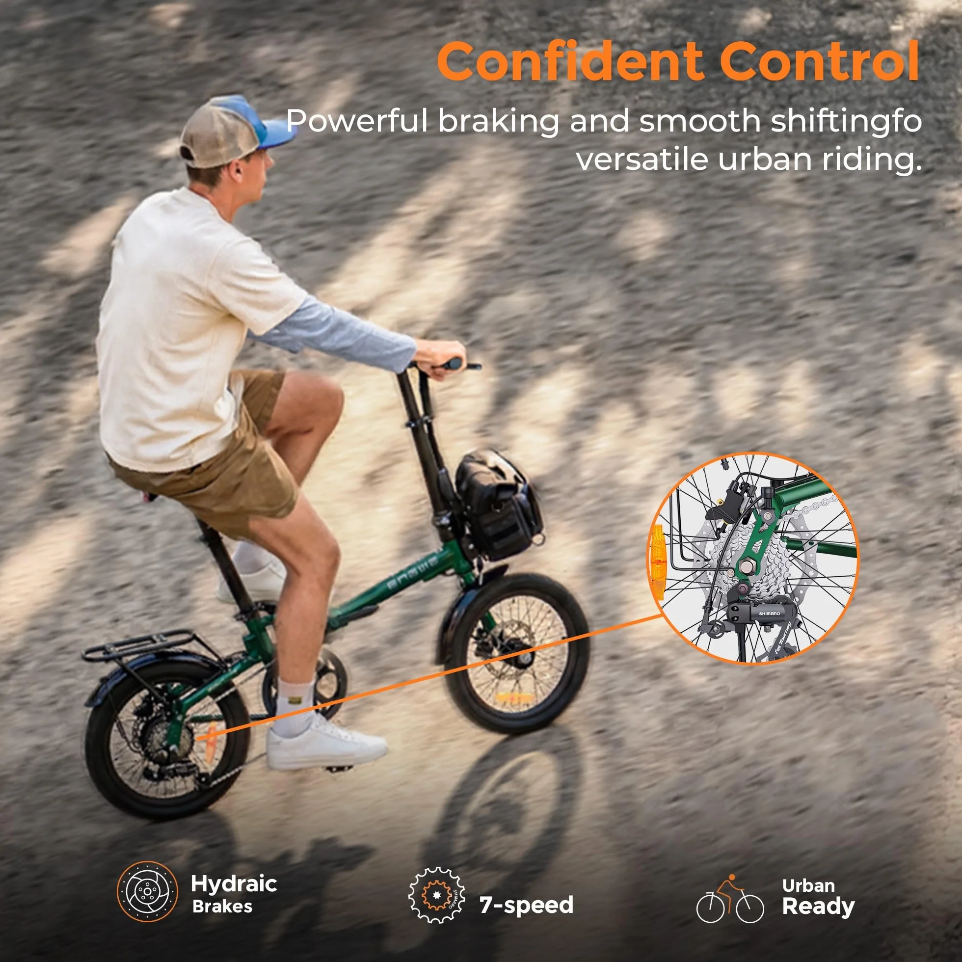 ENGWE Zip Bicicleta Eléctrica Plegable, Bici Electrica Urbana Ligera de 16,9 kg, Autonomía de 120 km (Pas 1), Batería extraíble de 36 V y 10 Ah, Motor de 250 W, Sensor de par y Frenos hidráulicos