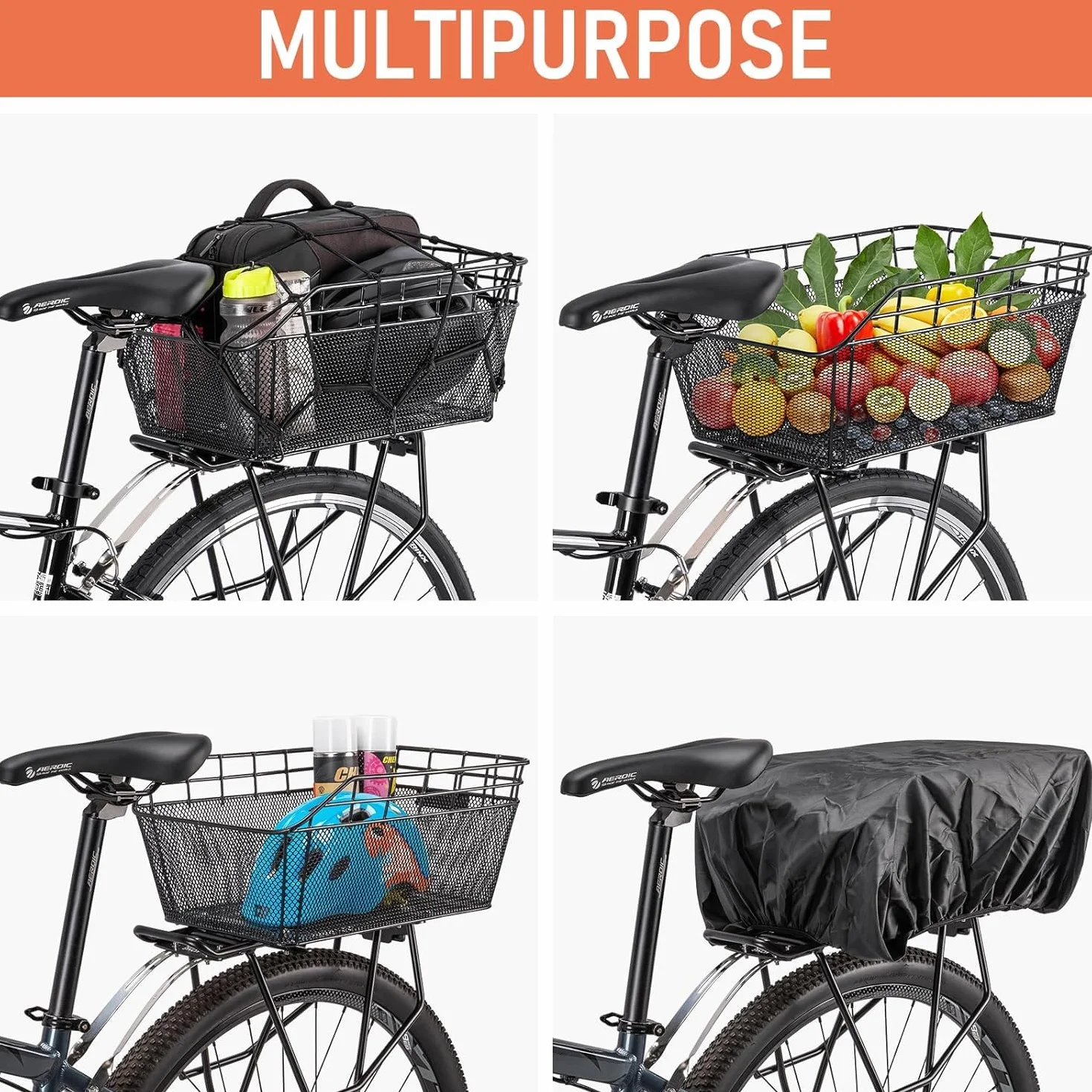 CXWXC Cesta de Bicicleta Trasera con Red de Carga y Forro Grueso para Bicicleta, Bolsa Gruesa para Bicicleta eléctrica