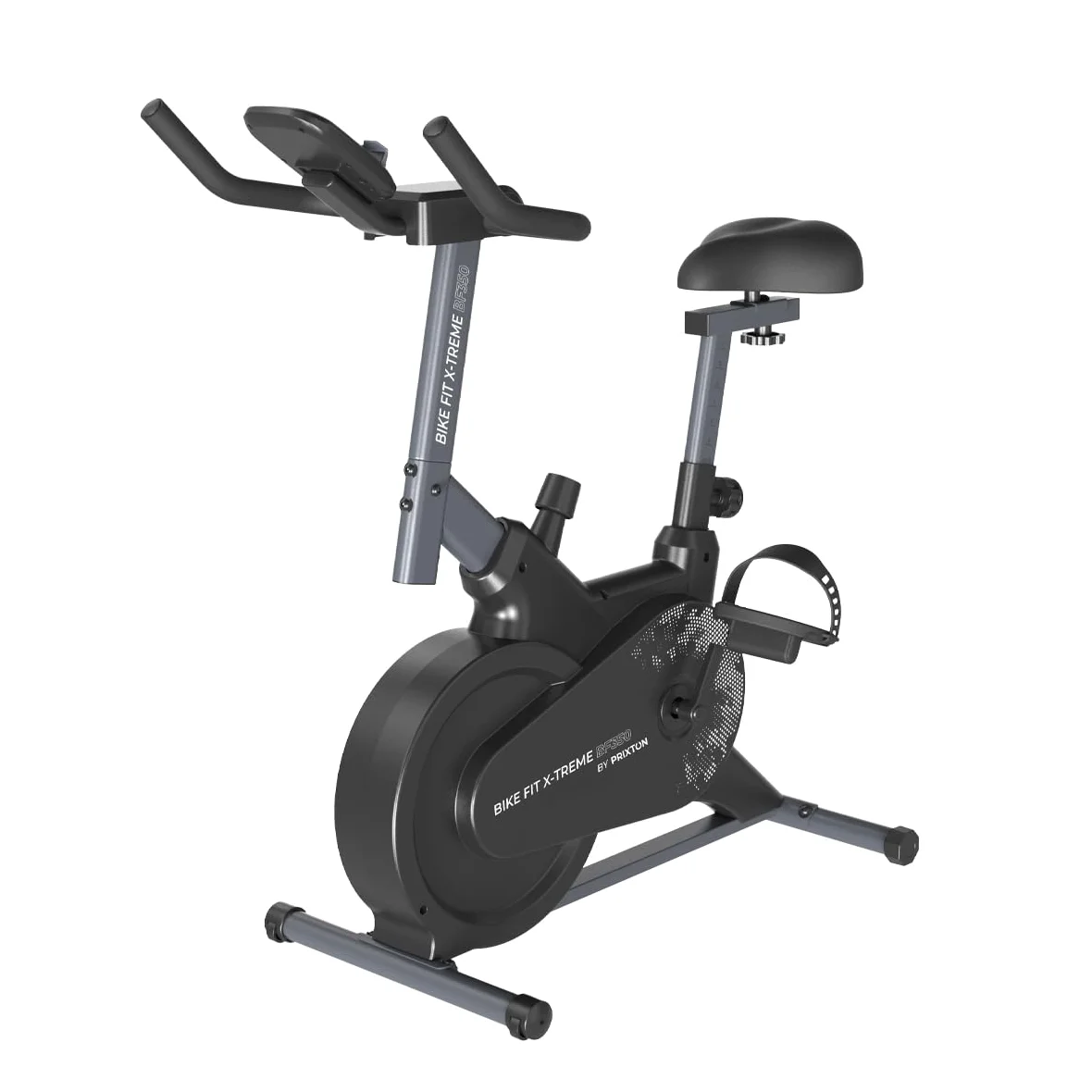 PRIXTON Bicicleta Estática Bike Fit Xtreme para cardio y fitness, Bicicleta de Spinning con Resistencia 6 kg, 7 niveles, Pulsómetro y Pantalla LED, Soporte para dispositivos