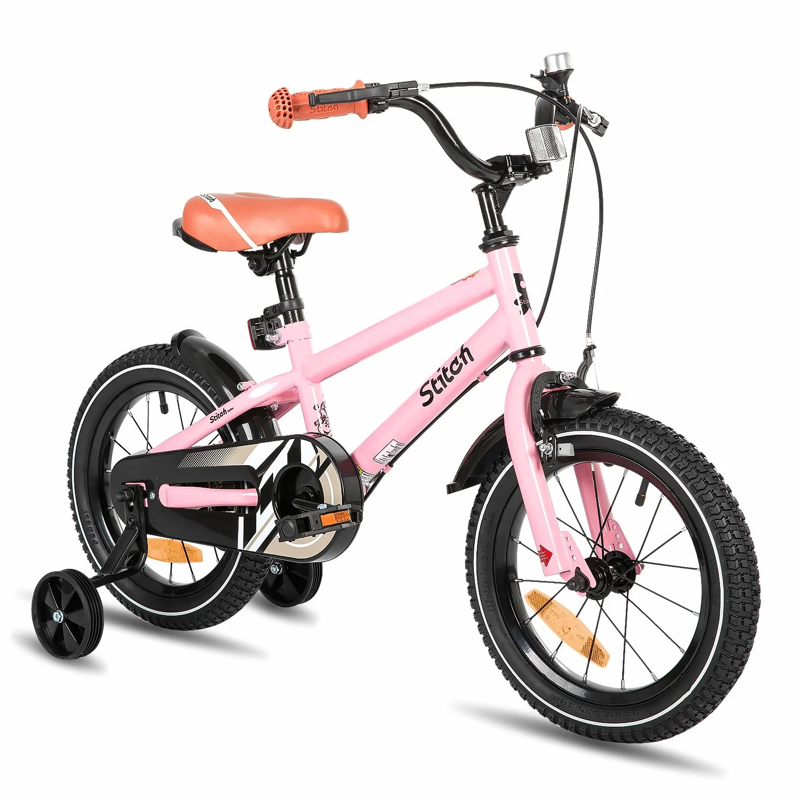 STITCH Bicicleta Infantil 14/16/18/20 Pulgadas para niñas y niños de 3-13 años, 14/16/18/20 Pulgadas Bicicleta para niños con estabilizadores (Rosa, Beige, Azul, Plata, Verde)