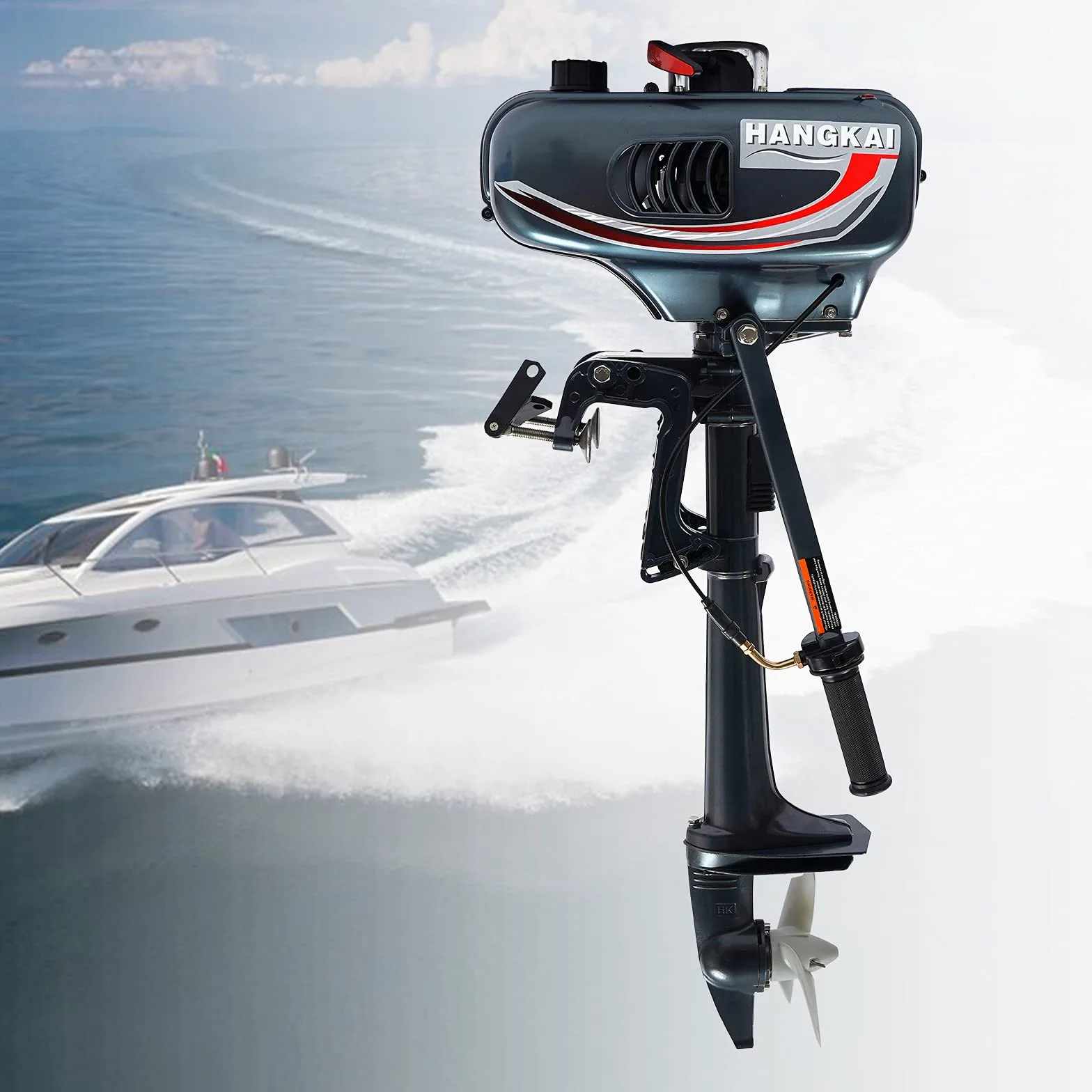 Motor fueraborda, motor inflable de 2 tiempos, 3,5 CV, motor de barco pesado, 2,5 kW, 5000 rpm, refrigerado por media sangre/refrigerado por agua, motores de gasolina para barcos, CDI, adecuado para