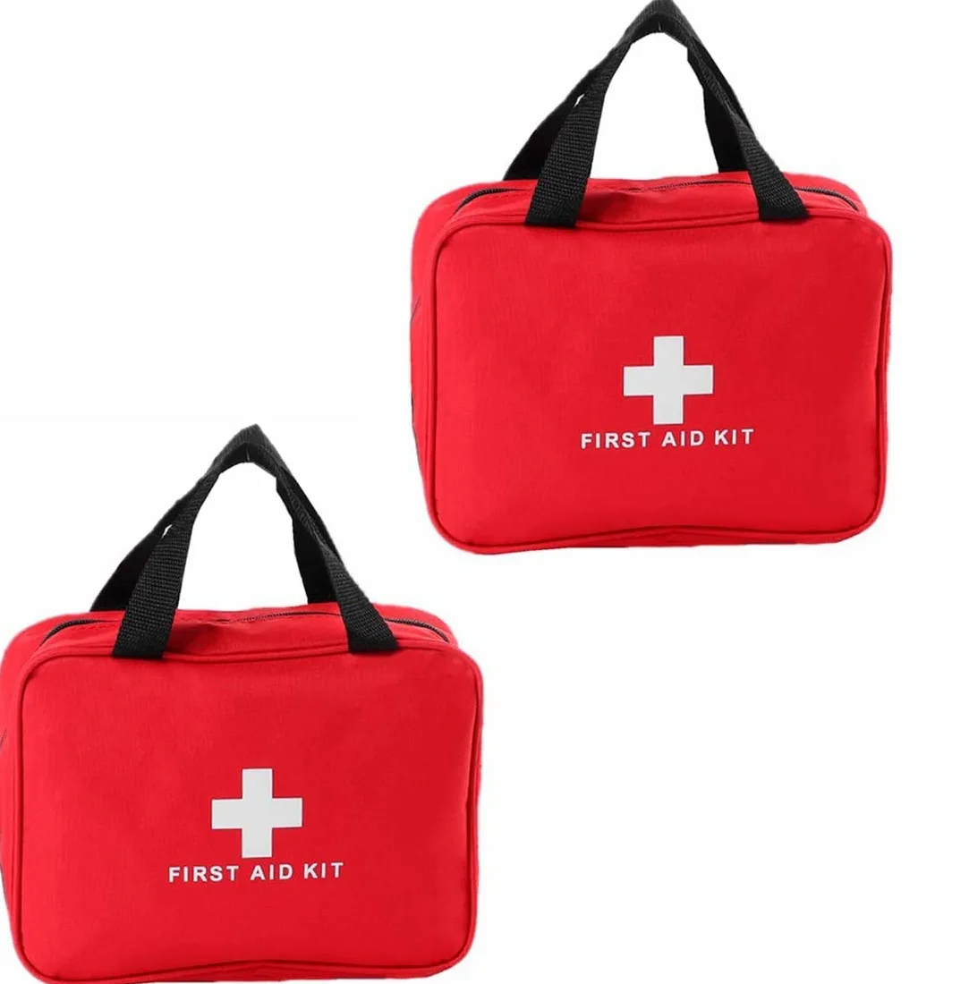 Bolsa de primeros auxilios, bolsa vacía de almacenamiento médico, bolsa roja para traumatismos, botiquines de primeros auxilios, coche, taller, ciclismo, al aire libre, Rojo 2, Compacto