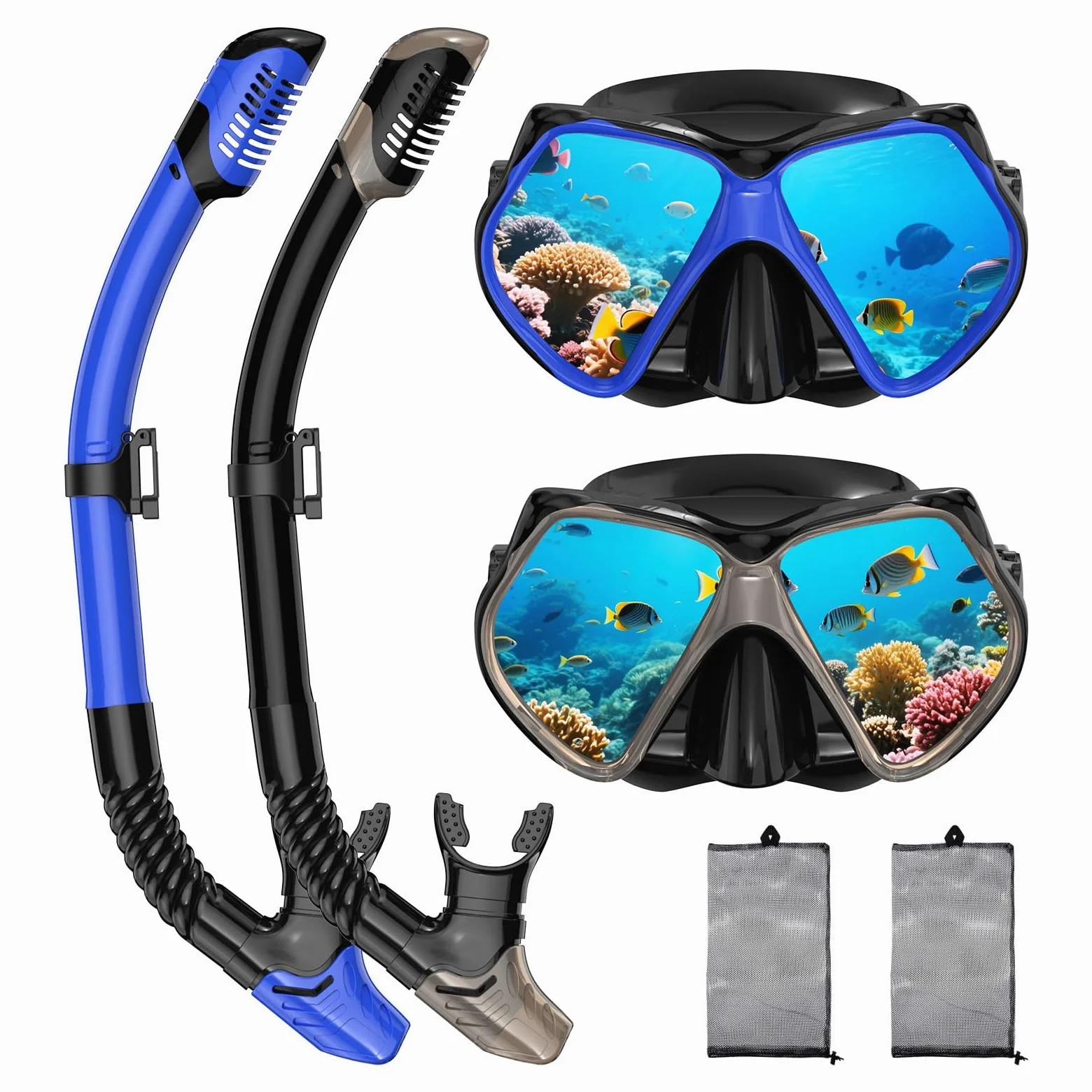 Equipo de esnórquel para adultos, juego de máscara de esnórquel, máscara de buceo, esnórquel seco