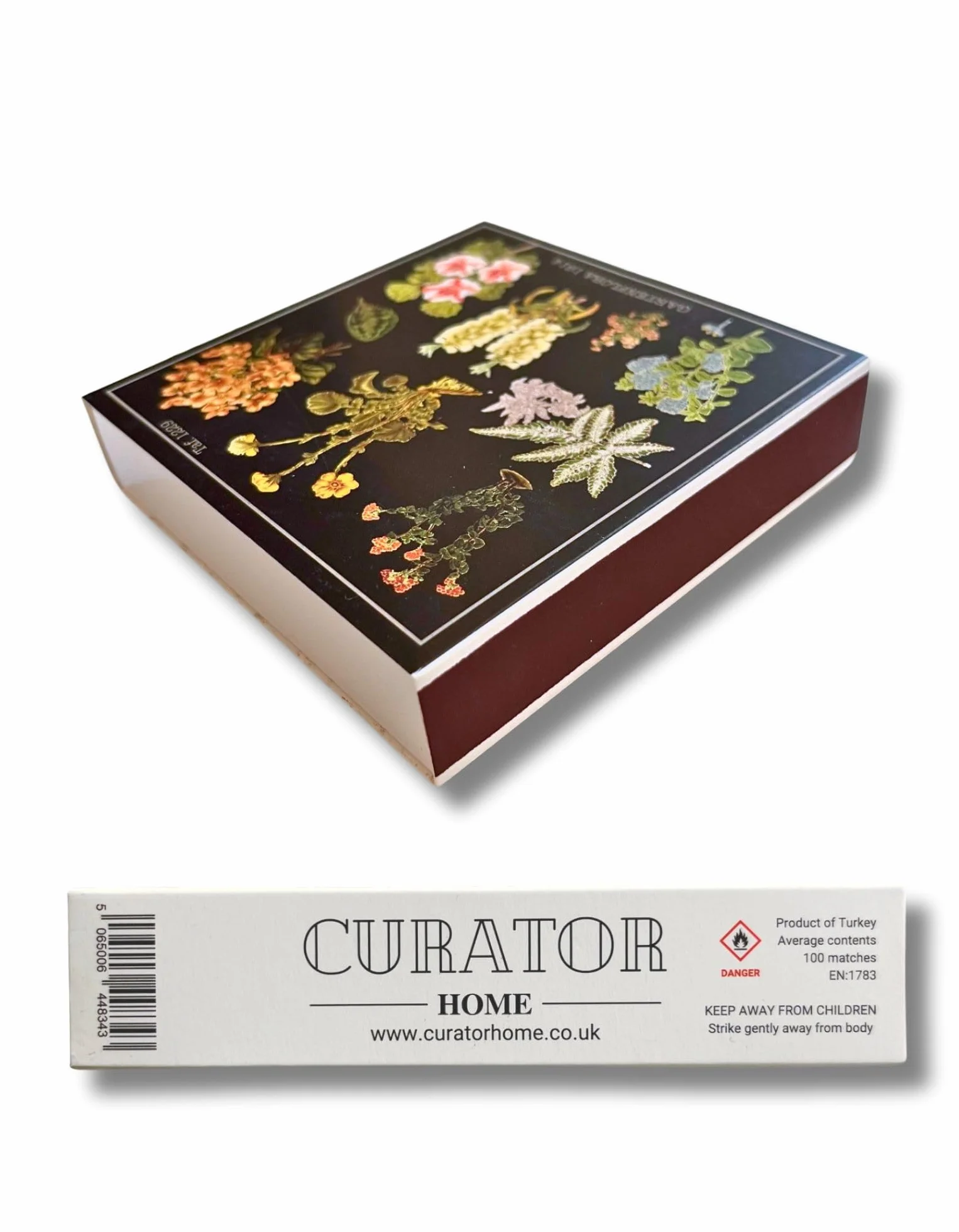 Curator Home Cerillas de seguridad largas Caja de cerillas cuadrada elegante Floral
