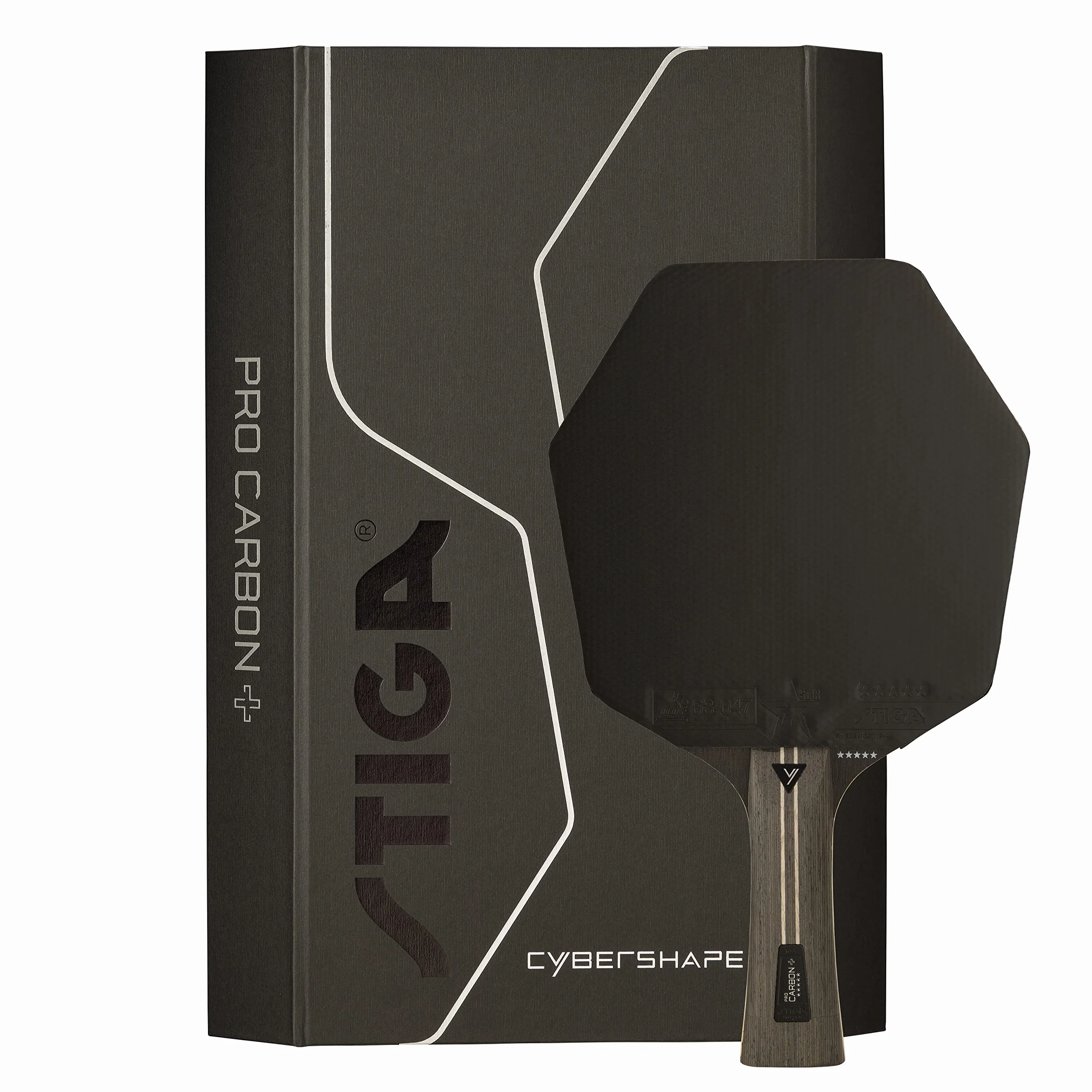 STIGA Raqueta de Tenis de Mesa Cybershape Pro Carbon+, Raqueta de Tenis de Mesa 5 Estrellas con Forma Hexagonal para Jugadores Profesionales Ofensivos