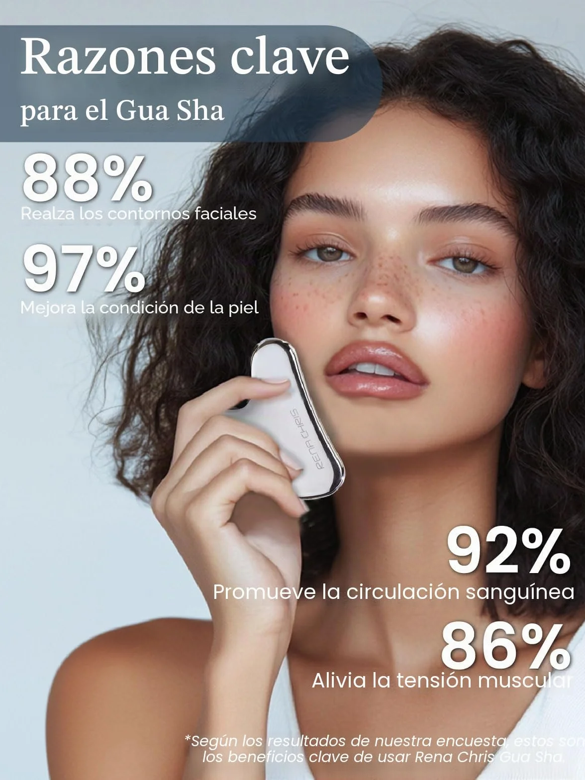 Rena Chris Gua Sha Facial Masajeador de Acero Inoxidable para Esculpir la Mandíbula, Eliminar Bolsas de Ojos, Regalo Cuidado de la Piel (Plata)