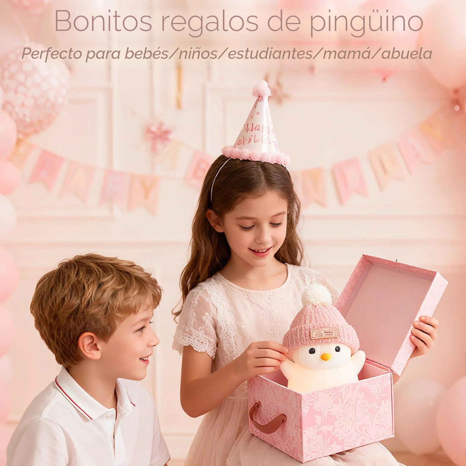 FAMIDUO Luz Nocturna Bebe Pingüino de Silicona con Control Táctil LED Recargable Temporizador 20 Minutos