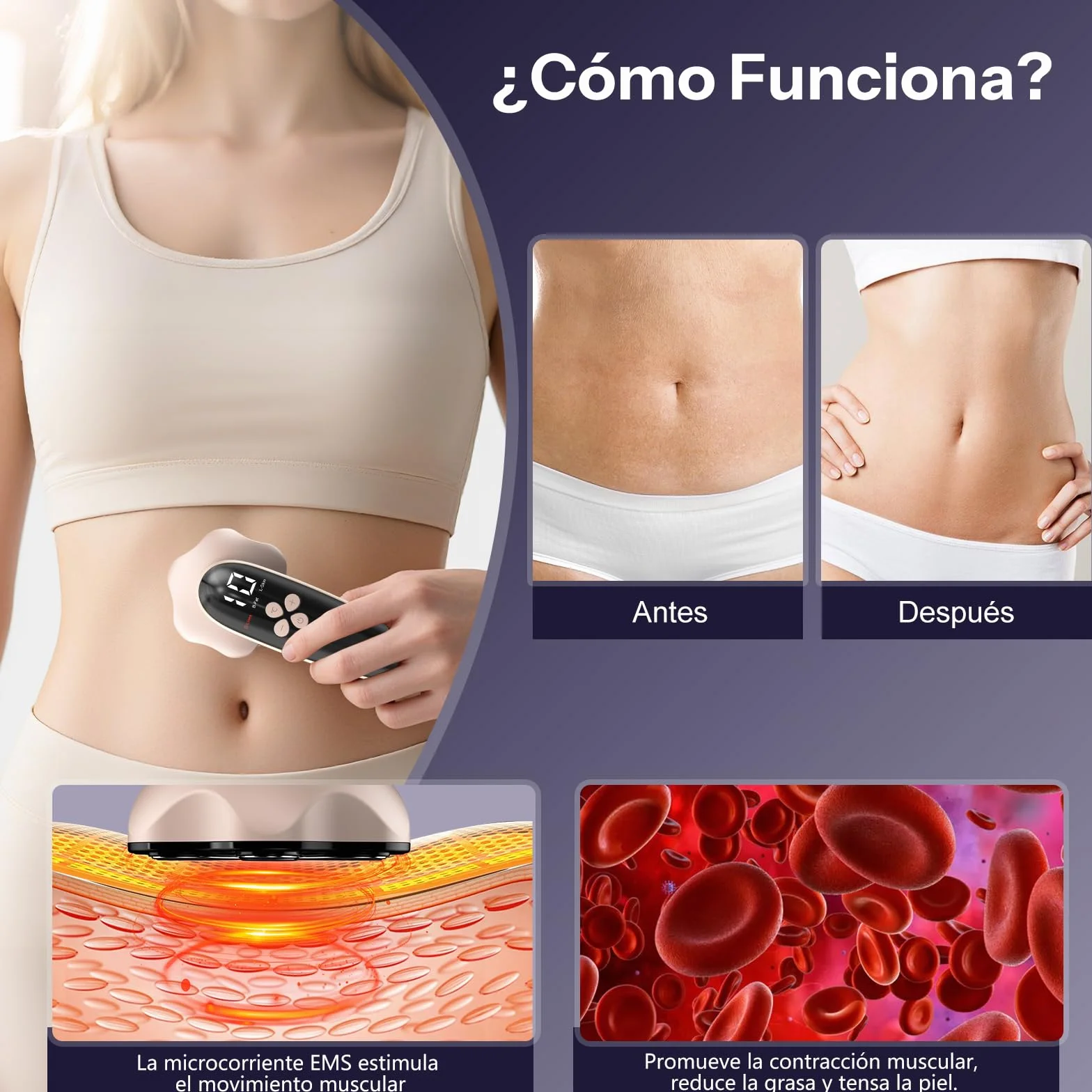 Masajeador Anti Celulitis 3 en 1 Profesional Portátil para Tamaño, Vientre, Nalgas, Brazos y Piernas