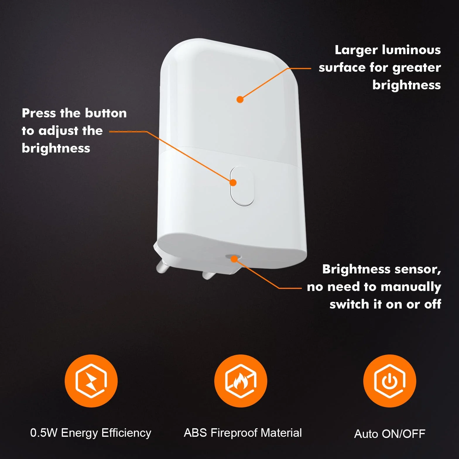 GRIFEMA GD101-1 Luz Nocturna Infantil 3 Niveles Brillo Ajustables Sensor Luz 2700K Blanco Cálido
