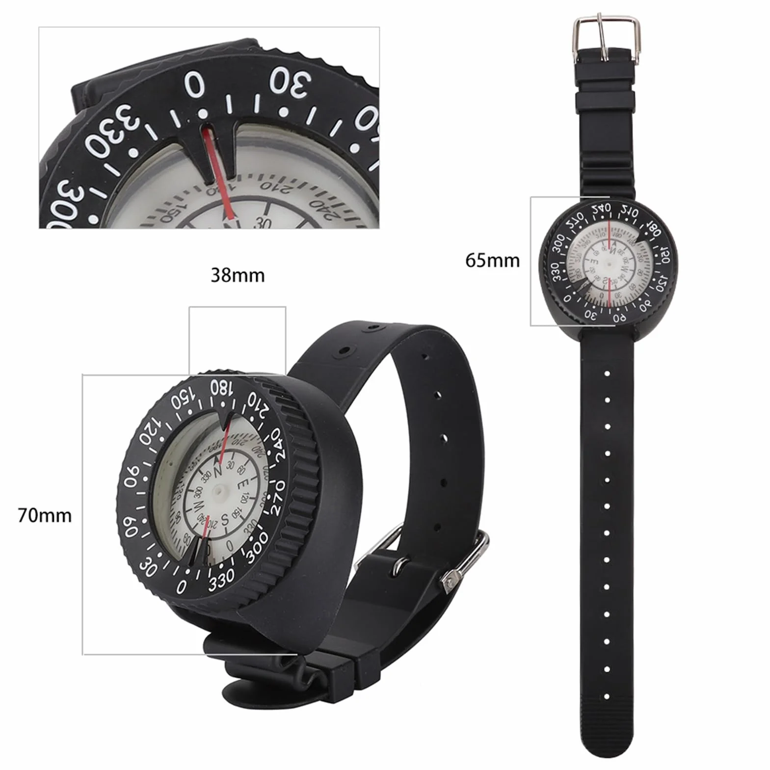 Night Wrist para Buceo, Calibrado para el Hemisferio Sur con Esfera y Pulsera Luminiscente, Lectura Superior y Lateral para Cuevas Submarinas y Snorkeling