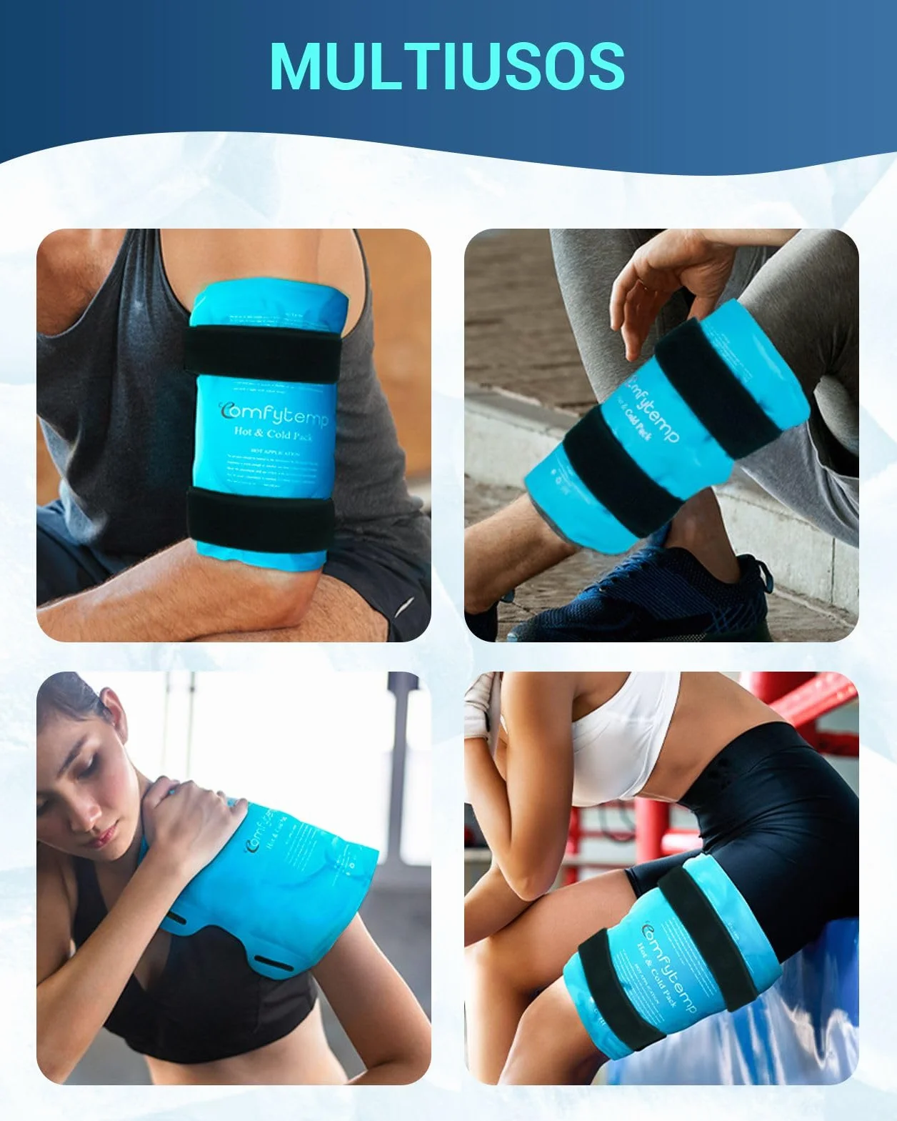 Comfytemp Bolsa de Hielo para Rodilla, Terapia Frío Caliente Reutilizable, Gel para Lesiones, Hinchazón, Esguinces
