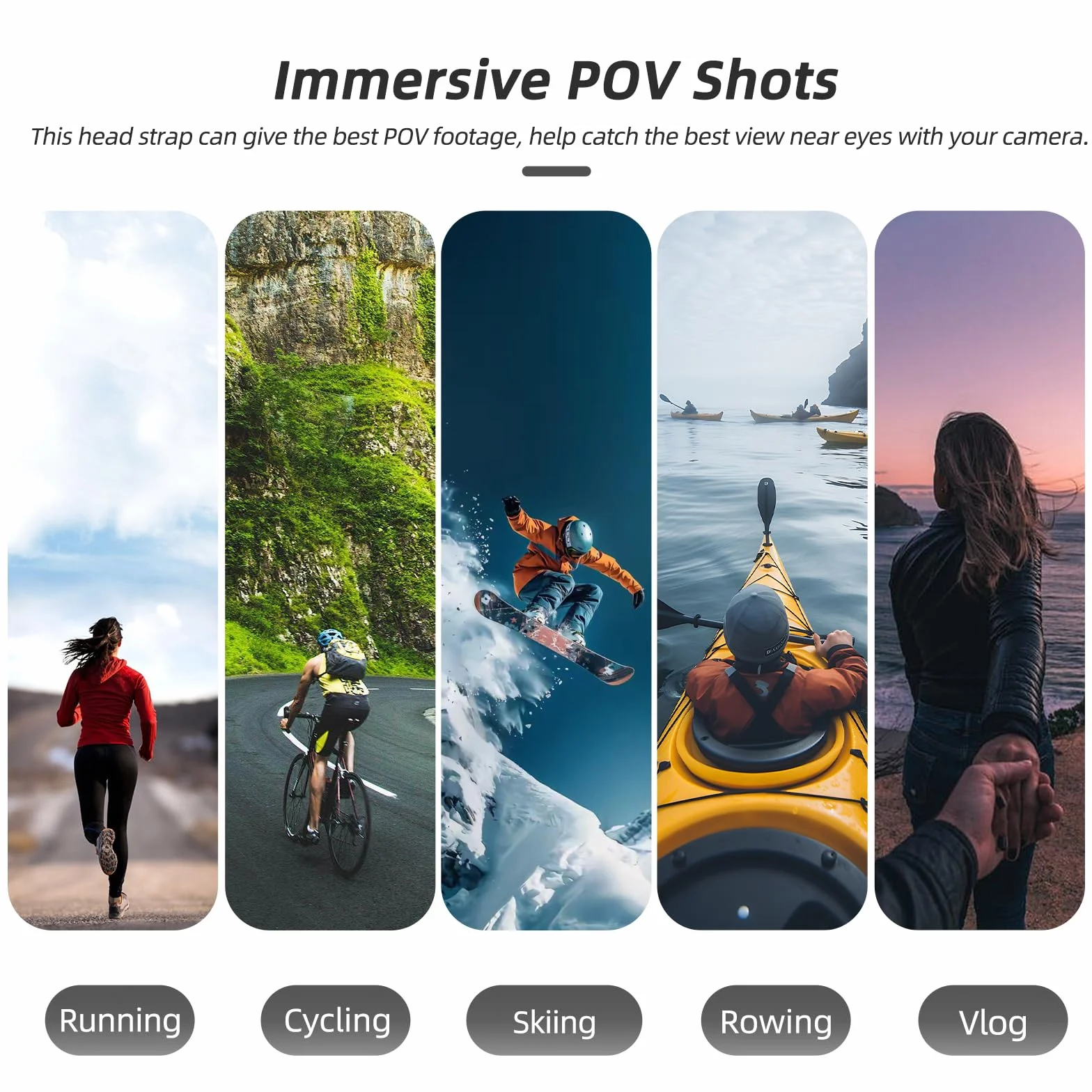Soporte Arnés para Cabeza Compatible con dji Osmo Nano, Rotación de 360° Ajustable Horizontal-Vertical, Sujeción Manos Libres para Deportes al Aire Libre, Running, Ciclismo, Esquí, Vlogging