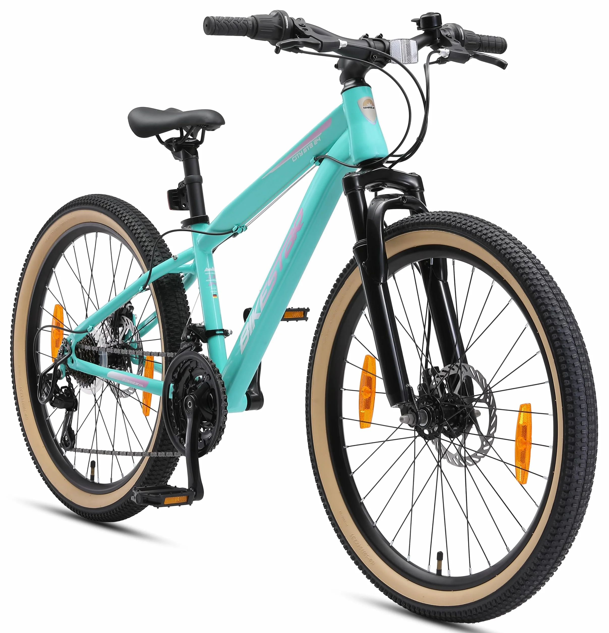BIKESTAR Bicicleta de montaña Juvenil 24 Pulgadas de 8 años | Bici niños Cambio Shimano de 21 velocidades, Freno de Disco, Horquilla de suspensión