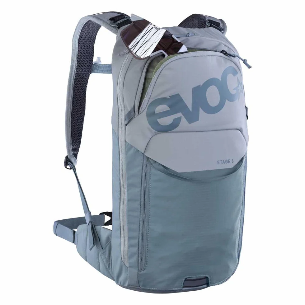 EVOC STAGE 6, Backpack (verstellbare Schultergurte durch BRACE LINK, AIR FLOW CONTACT SYSTEM, wählbar mit Trinkblase oder ohne, inkl. Werkzeugfach, One Size)