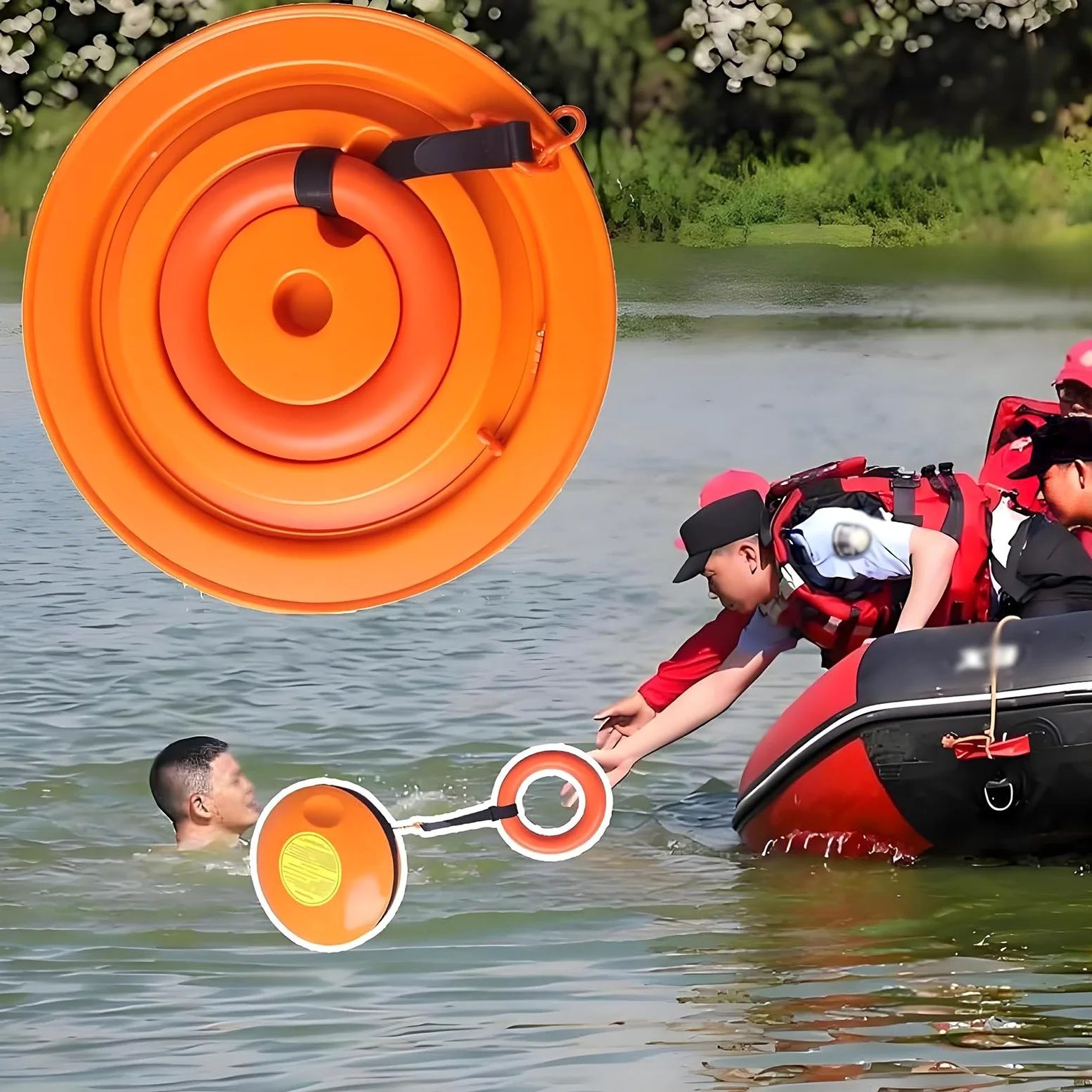 Disco de rescate acuático de emergencia para lagos, ríos, tabla de rescate estriada portátil con fácil agarre, frisbee de seguridad antiahogamiento para piscinas, barcos, deportes acuáticos