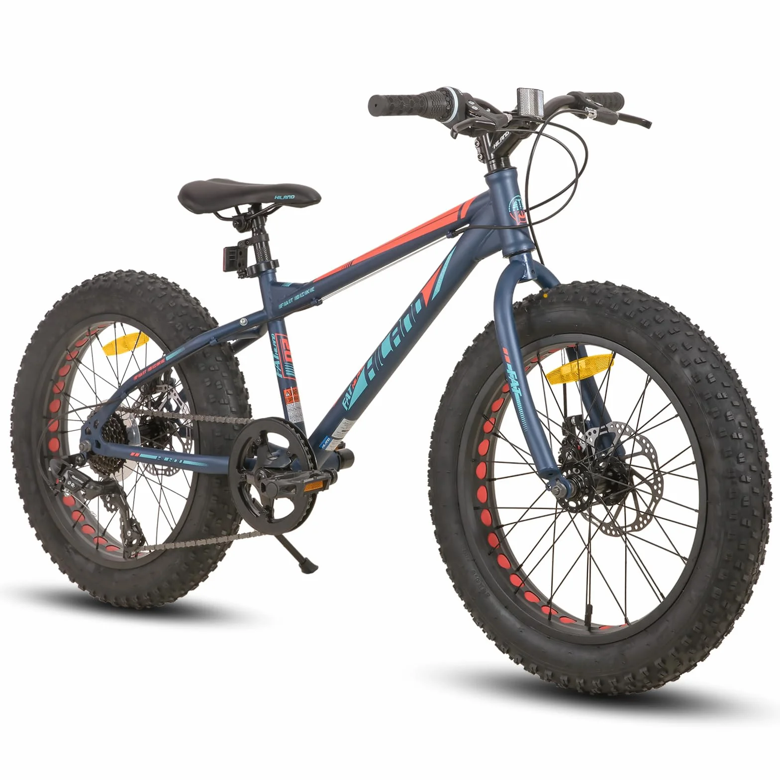HILAND Bicicleta de Montaña Fat Tire 24/26 Pulgadas, Fat Bike con 7 Velocidades, Doble Freno de Disco, para Niño, Jóvenes y Adultos, Bicicleta para Playa y Ciudad