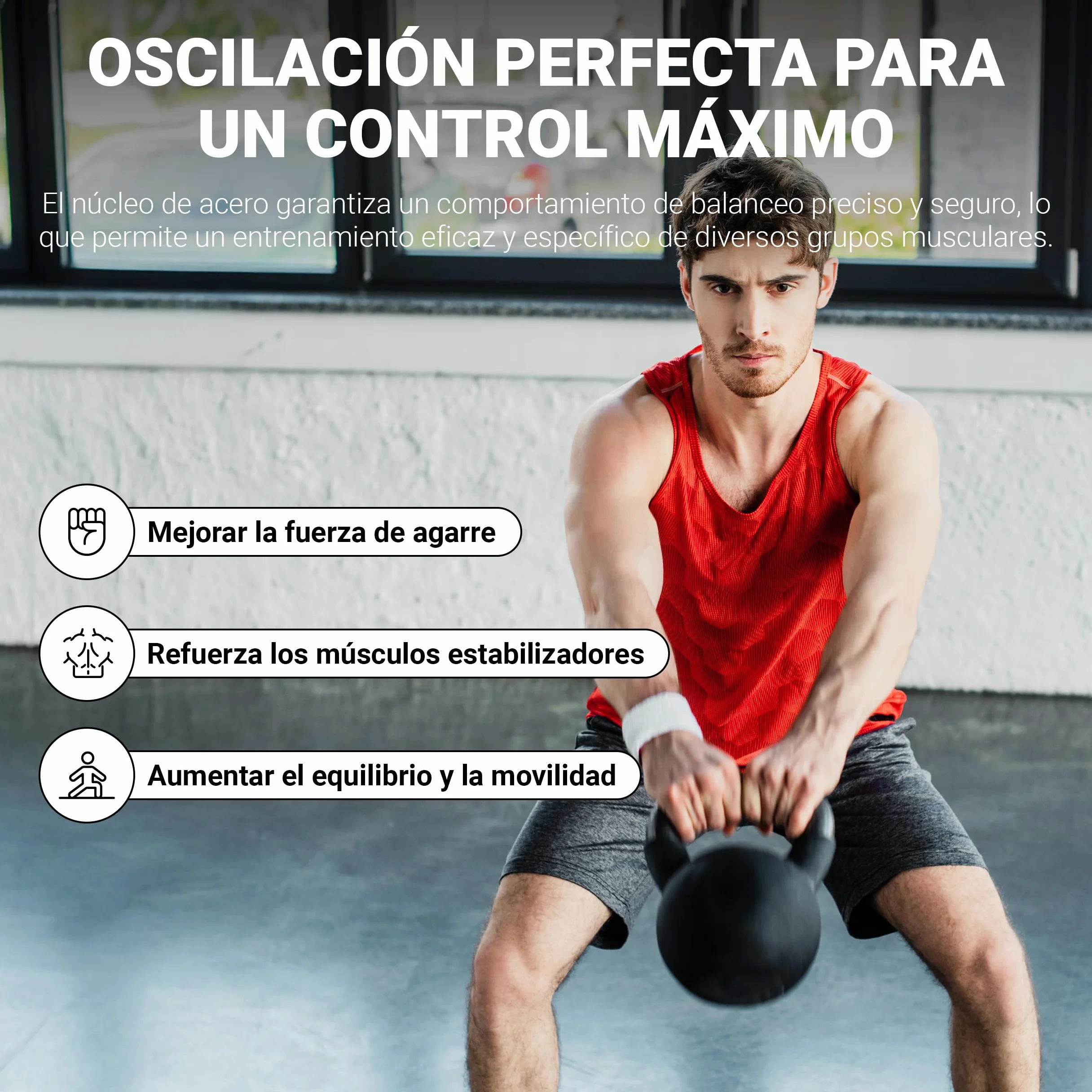 Kettlebell Profesional Neopreno 2-30 kg con póster de ejercicios, Pesas