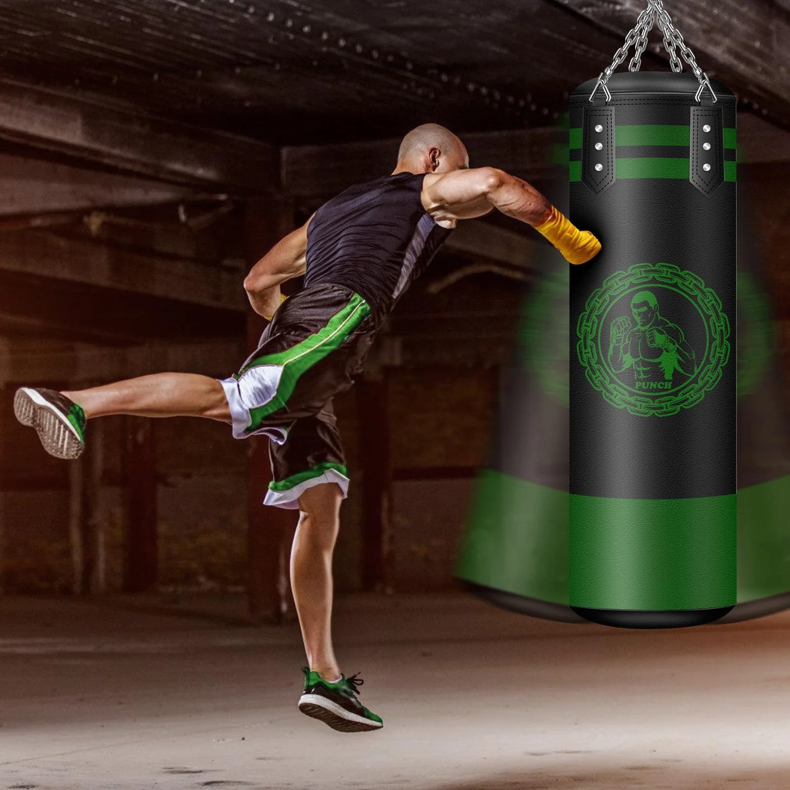 NZQXJXZ Saco de Boxeo para Colgar,120cm sin Rellenar Relleno Saco Boxeo, Microfibra de Cuero Bolsa Pesada para la formación de Kickboxing Fitness MMA Grappling Muay Thai Karate