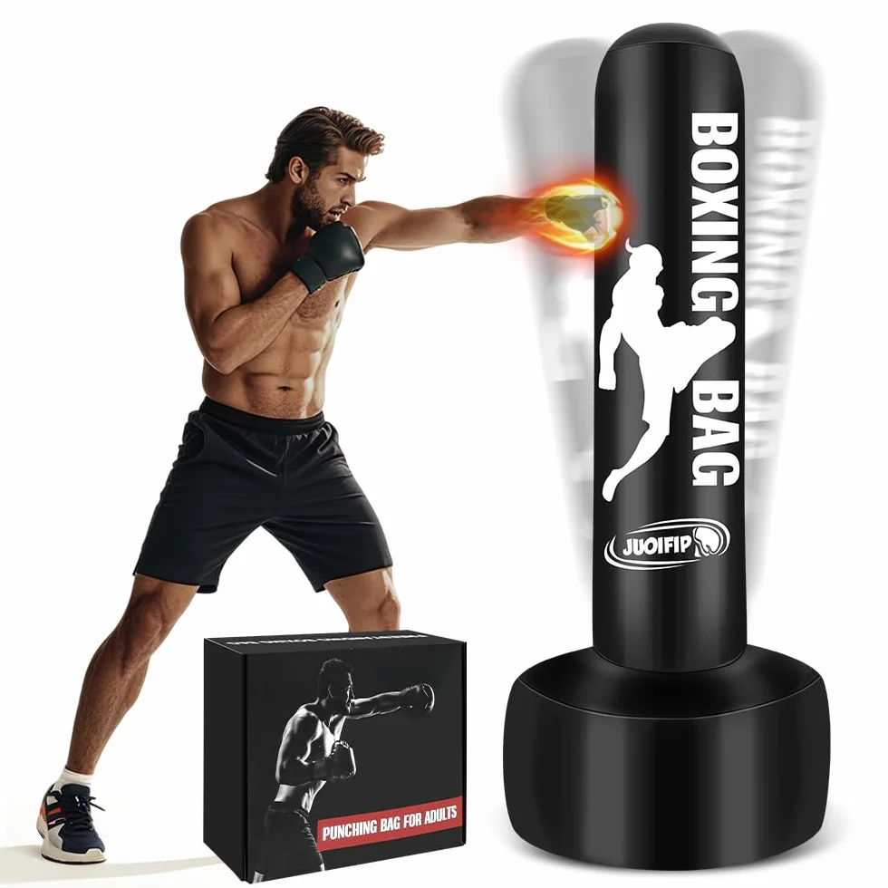 180cm Pesado Saco de Boxeo Adultos, Freestanding Saco de Boxeo Inflable Kickboxing Bolsa para Entrenamiento MMA Muay Thai Fitness