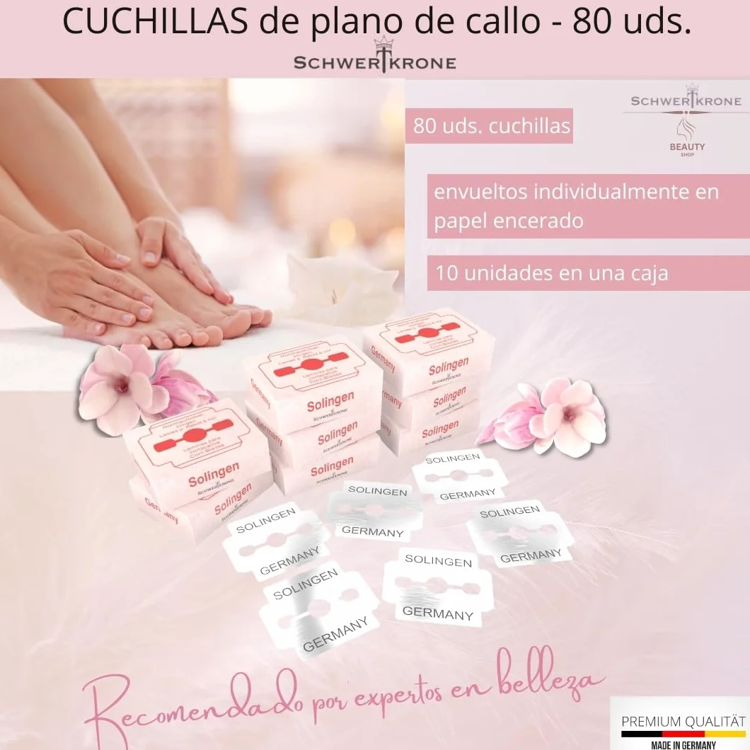 Schwertkrone Cuchillas de cepillo para callos 80 piezas acero inoxidable pedicura