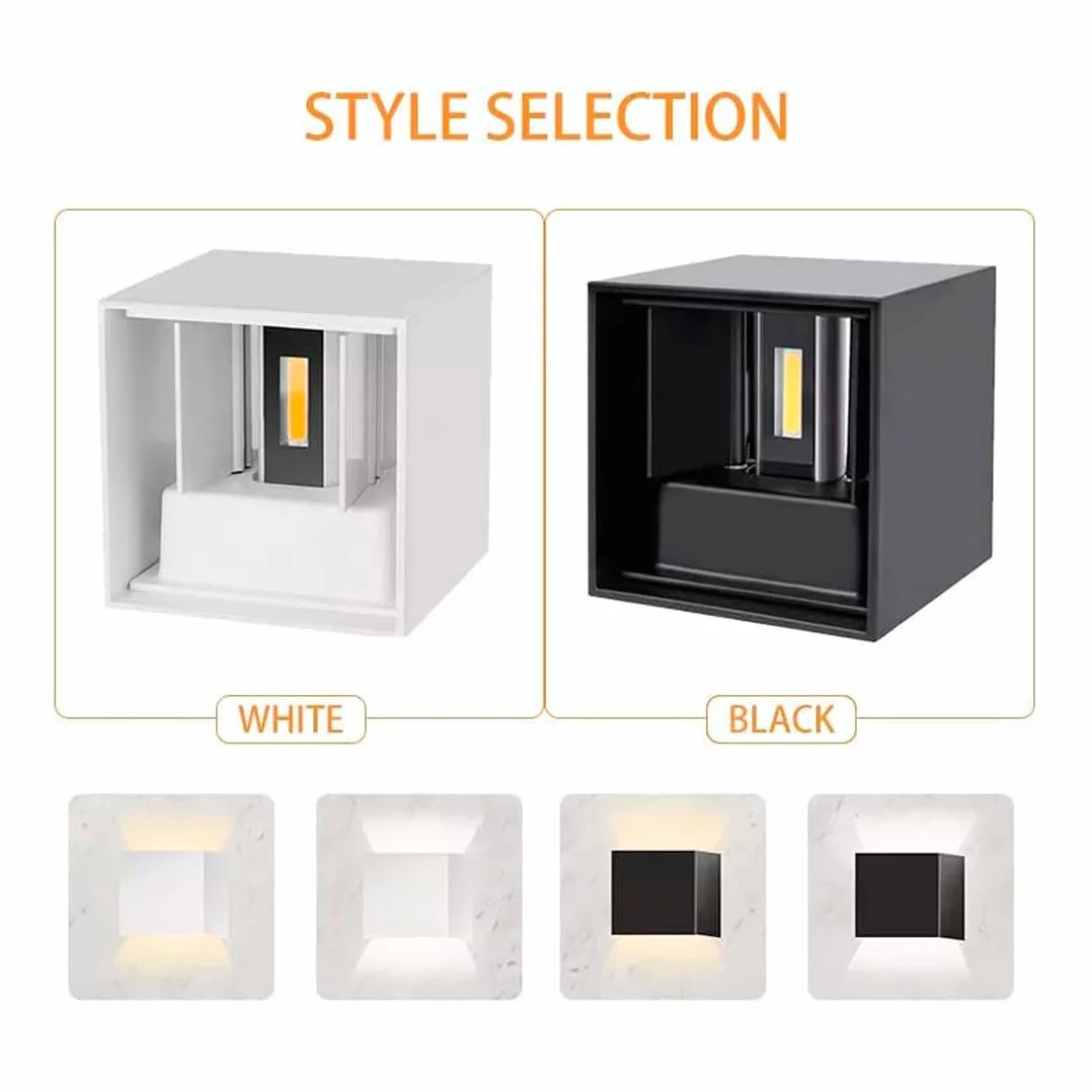Ledme Aplique de pared Negro LED 6W 3000K Blanco cálido haz de luz ajustable IP54 Impermeable