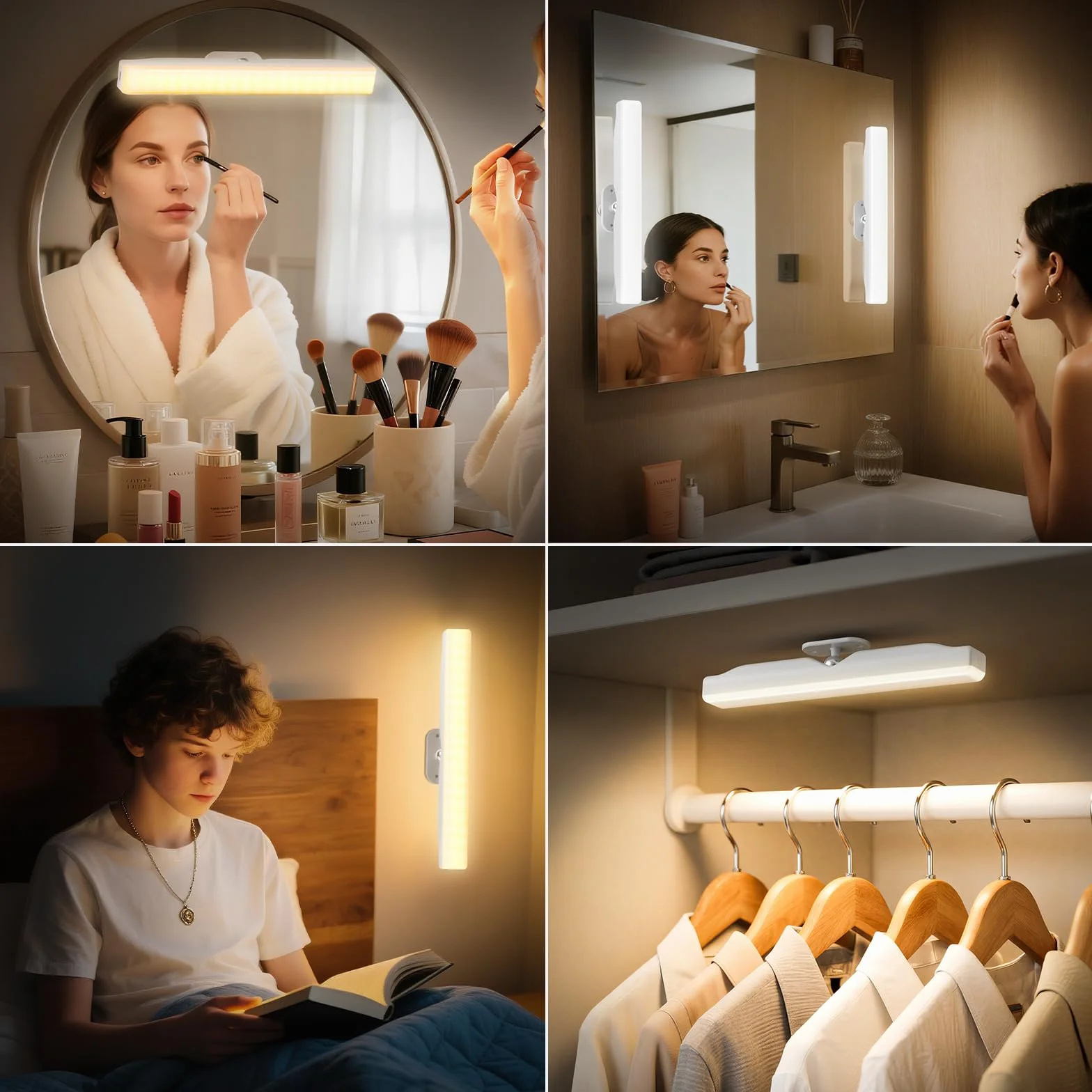 Lámpara Sin Cables LED Recargable 4000mAH para Espejo de Maquillaje con Brillo Ajustable