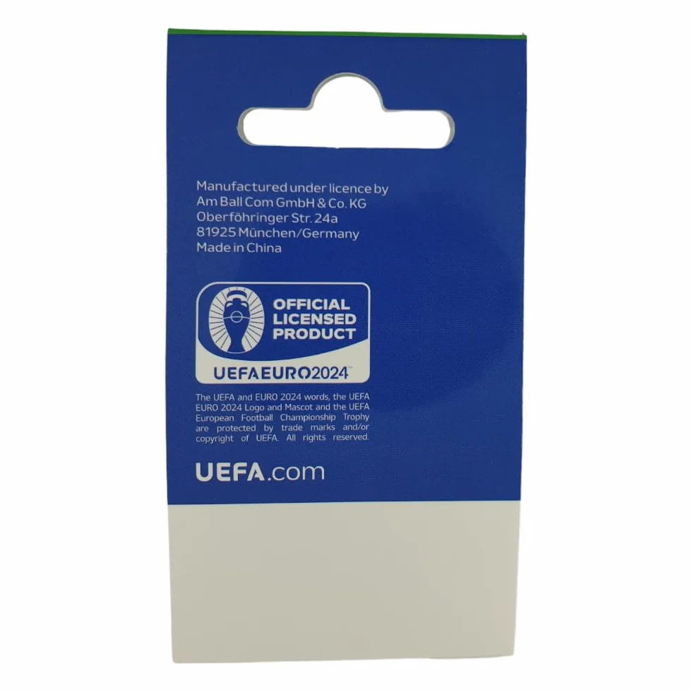 AMBALLCOM | Réplica en miniatura de la Copa Uefa EURO 2024 | Pin's anfitrión - Varias ciudades | 23x31mm | Tarjeta en papel | Regalo para los fanáticos del fútbol
