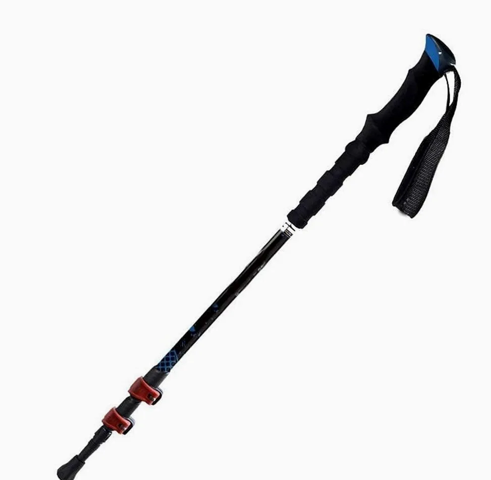 Bastón de Trekking Plegable Ajustable, Ligero y retráctil de Carbono con Bloqueo, Tres Bastones para Caminar, Equipo de Senderismo al Aire l