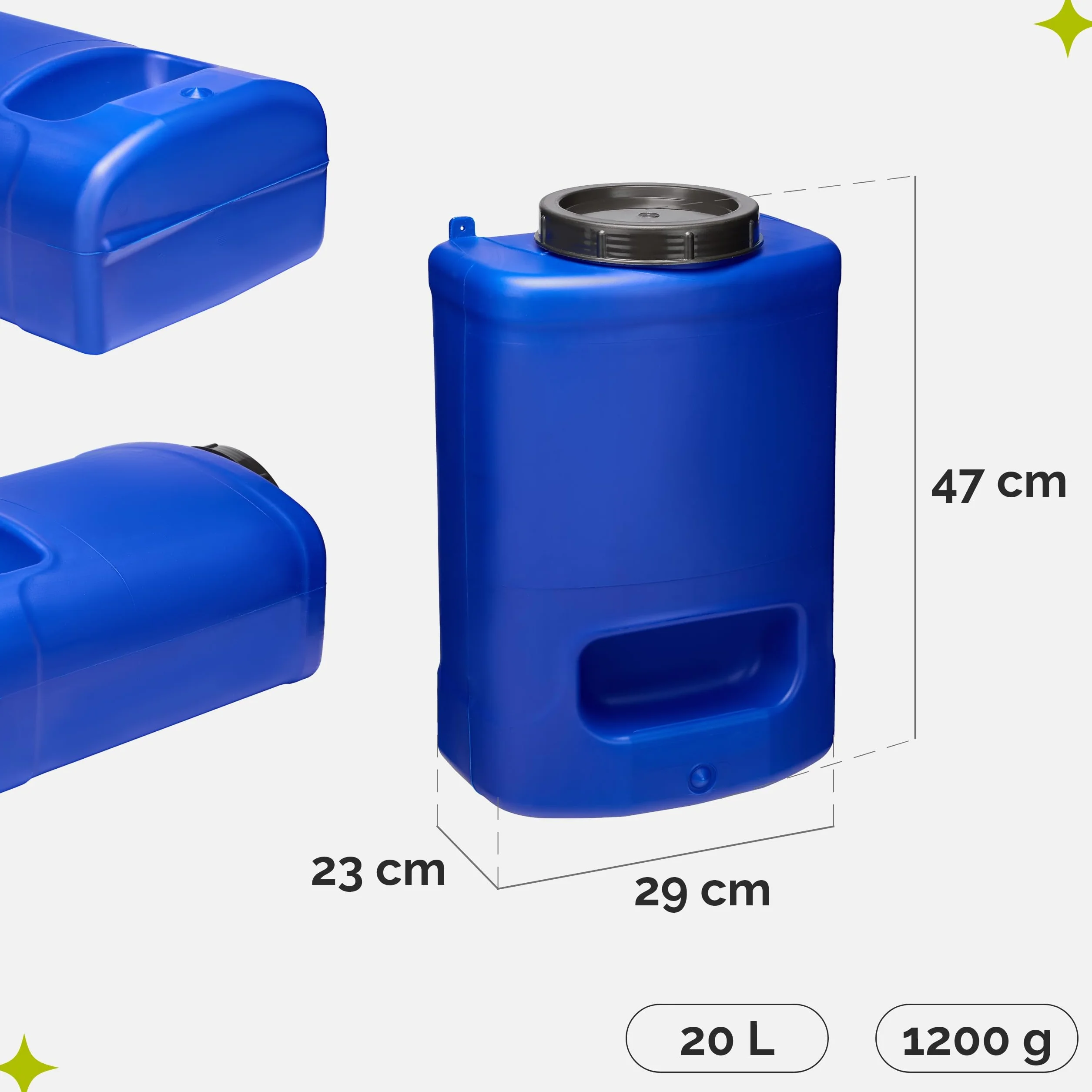 Garronda Bidón Boca Ancha Garrafa Agua con Grifo sin BPA 20 litros Depósito de Camping Accesorios Garrafa con Grifo Deposito Agua Camper Azul GD-0084