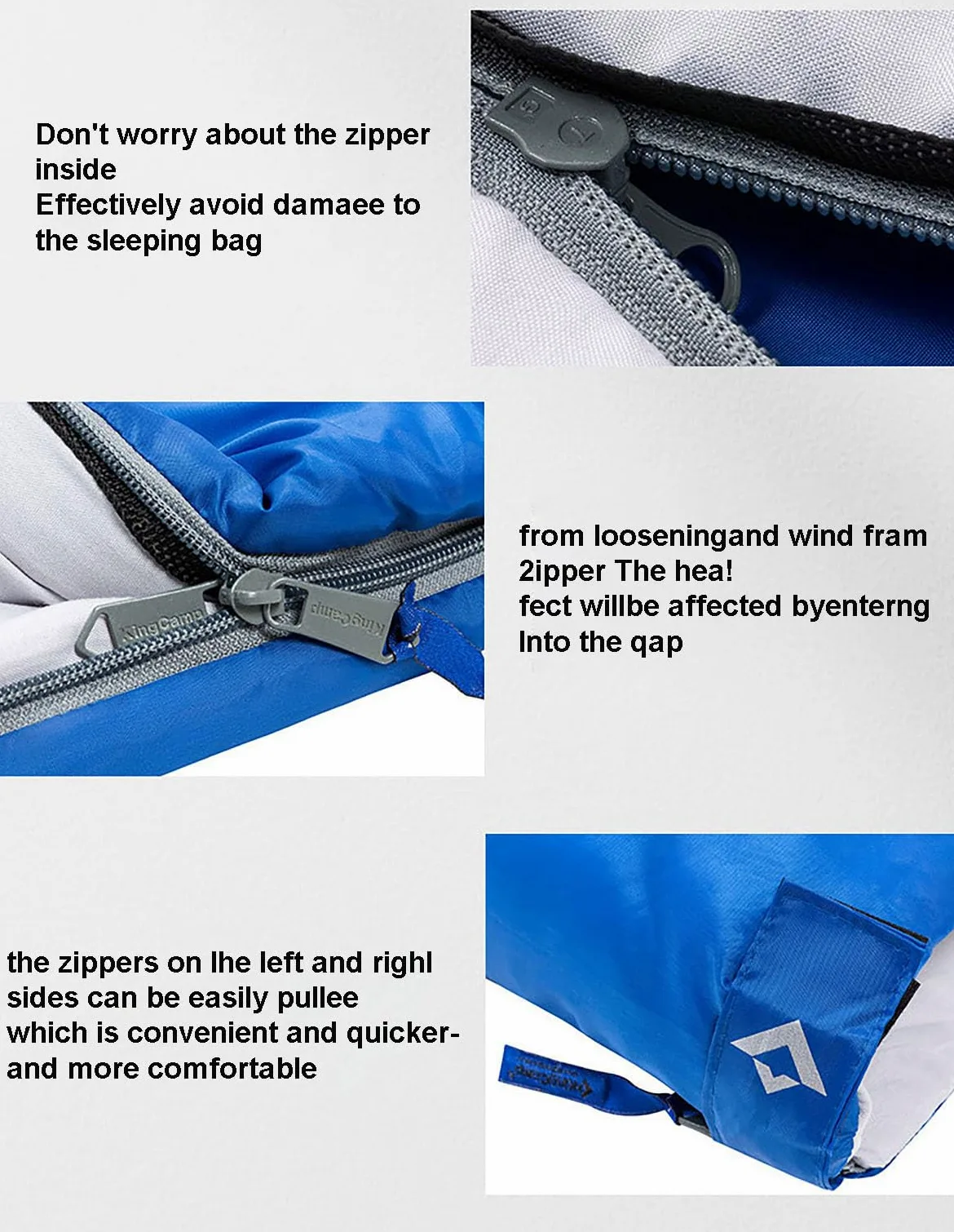 Saco de dormir doble para acampar al aire libre con almohada, portátil, diseño dividido, ampliado y grueso, relleno de algodón de plumón, apto para adultos, ligero para senderismo y viajes