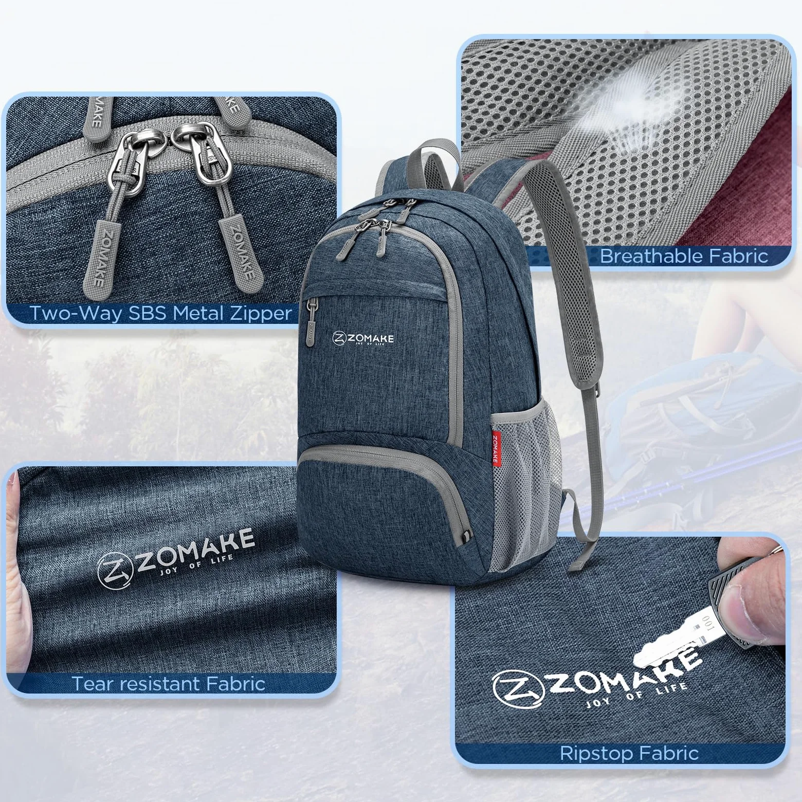ZOMAKE Ultraligera Pequeña 20L Mochila Plegable para Senderismo Montaña Excursion Mochilas Ligeras Viajar para Hombre Mujer